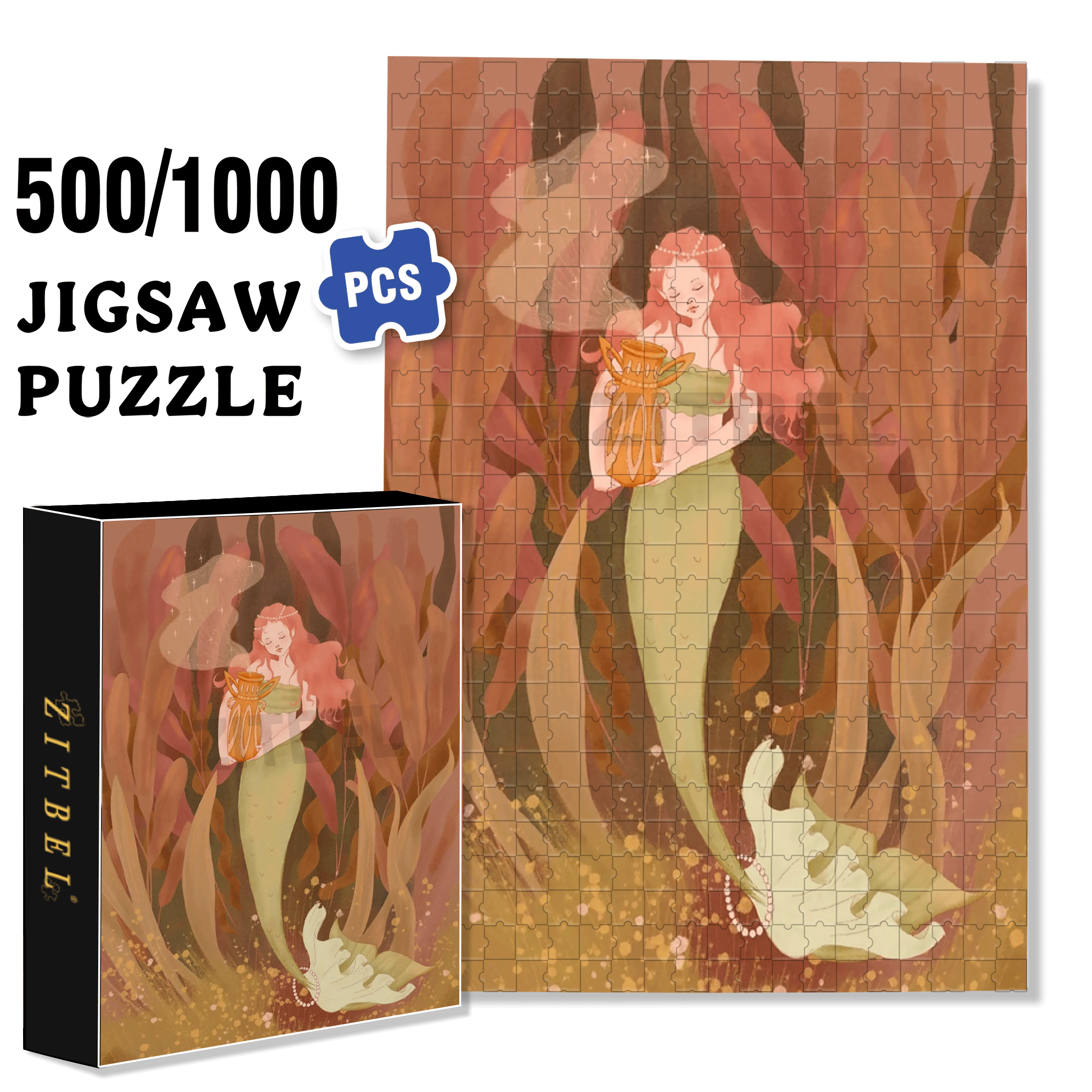 Aquarius 500pcs/1000pcs Jigsaw Puzzle, Scratch-Resistant, Interactive Family Game & Brain-Boosting DIY Decor, Perfect for Halloween, Christmas & New Year Gifts, Family Puzzle Game