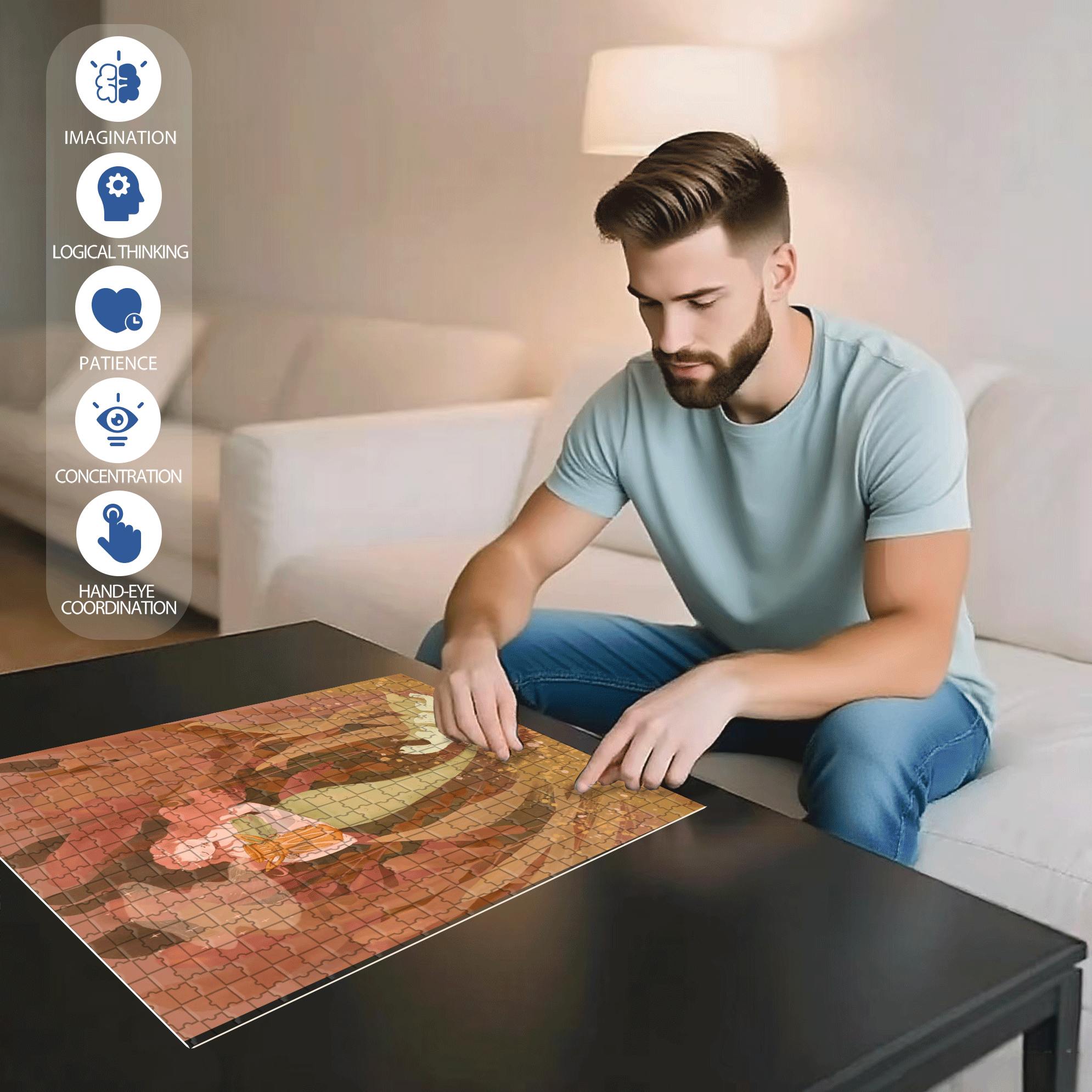 Aquarius 500pcs/1000pcs Jigsaw Puzzle, Scratch-Resistant, Interactive Family Game & Brain-Boosting DIY Decor, Perfect for Halloween, Christmas & New Year Gifts, Family Puzzle Game
