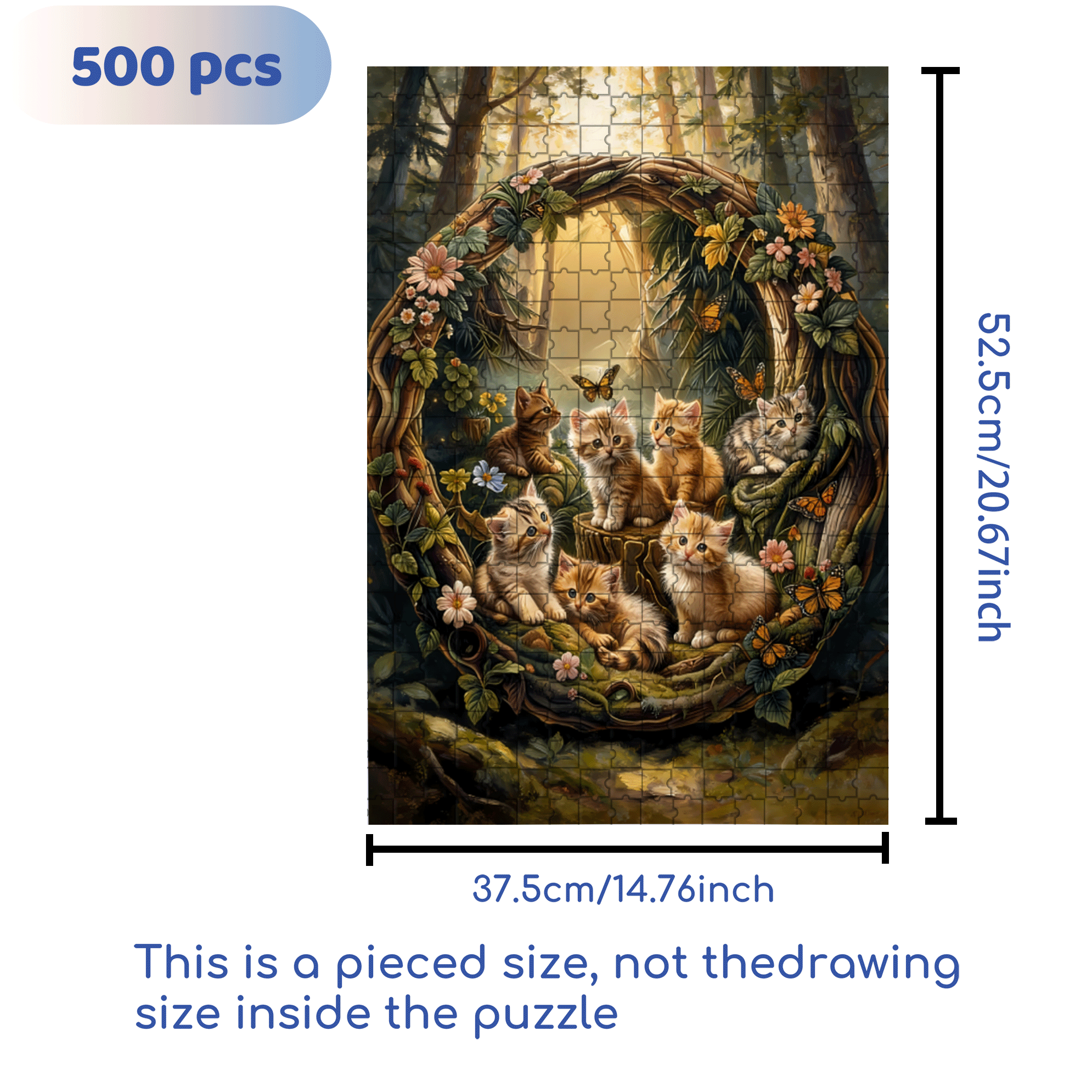 Cat Forest 500pcs/1000pcs Jigsaw Puzzle, Scratch-Resistant, Interactive Family Game & Brain-Boosting DIY Decor, Perfect for Halloween, Christmas & New Year Gifts, Family Puzzle Game