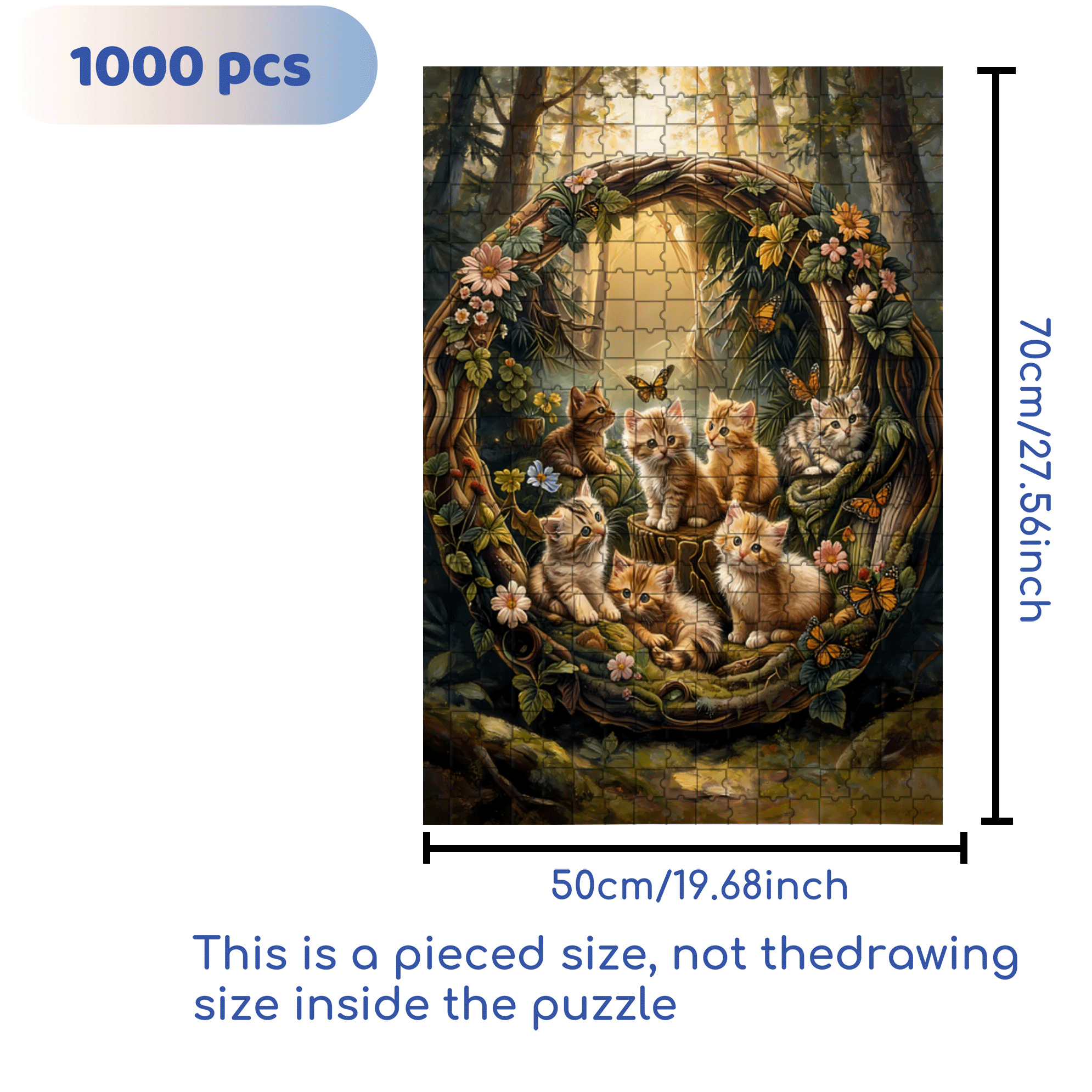 Cat Forest 500pcs/1000pcs Jigsaw Puzzle, Scratch-Resistant, Interactive Family Game & Brain-Boosting DIY Decor, Perfect for Halloween, Christmas & New Year Gifts, Family Puzzle Game