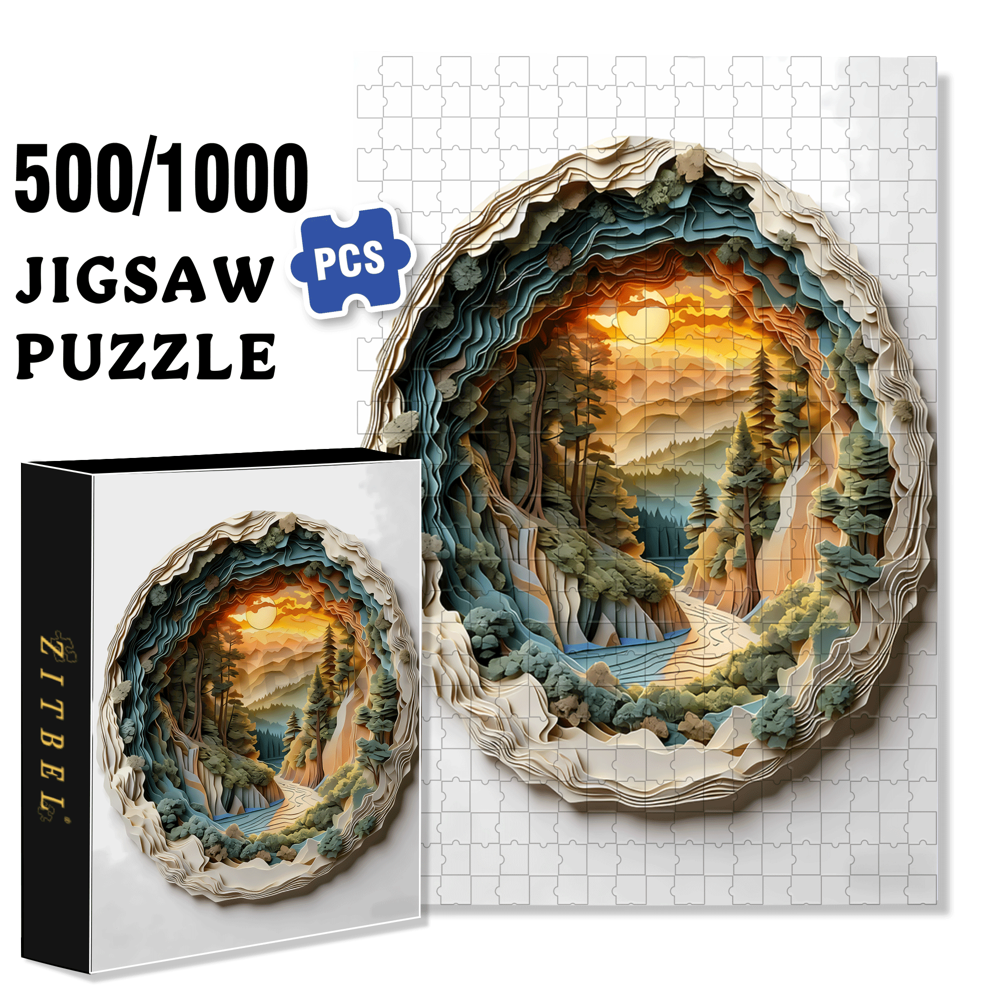 Colorful Forest Decorative 500pcs/1000pcs Jigsaw Puzzle, Scratch-Resistant, Interactive Family Game & Brain-Boosting DIY Decor, Perfect for Halloween, Christmas & New Year Gifts, Family Puzzle Game