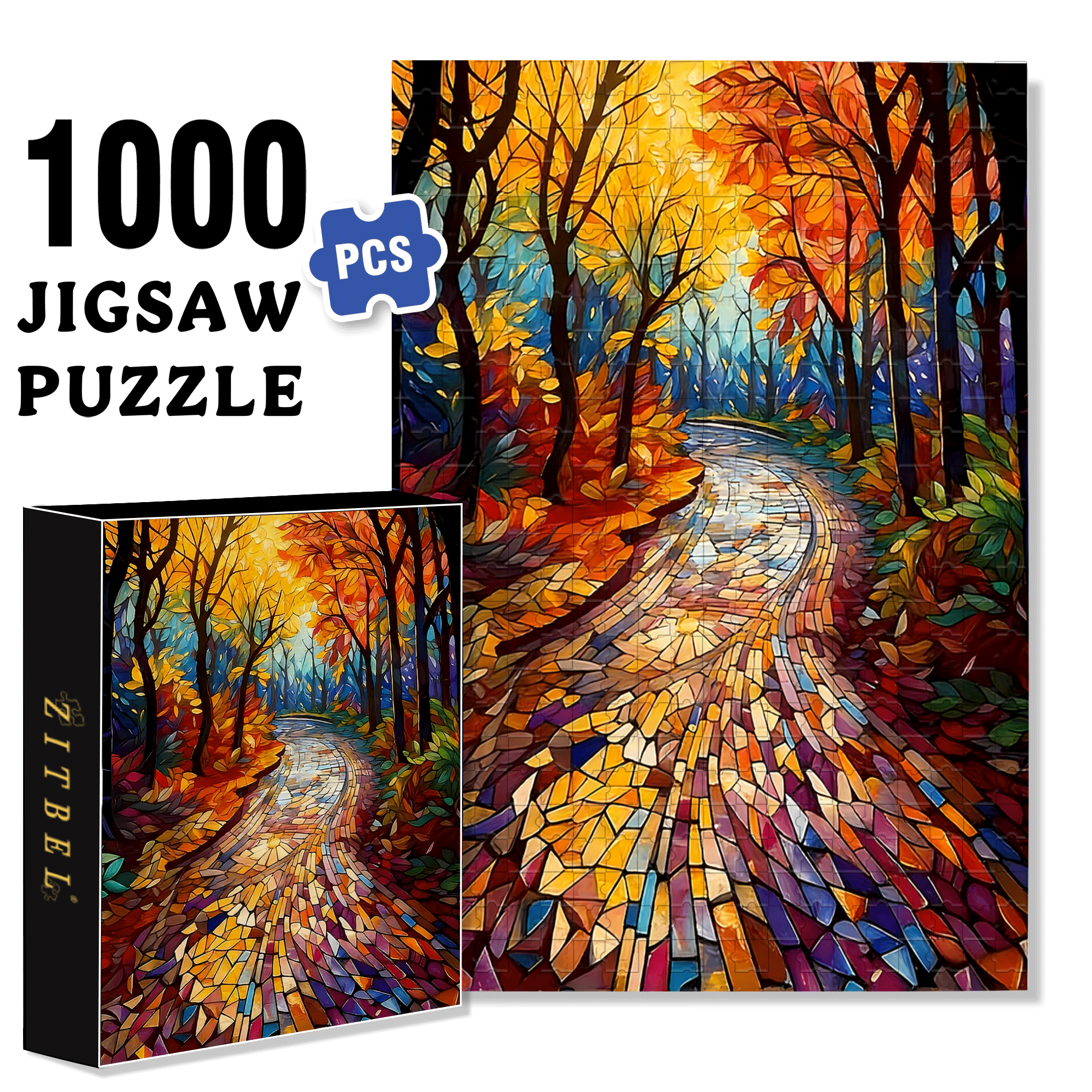 Colorful Woodland 500pcs/1000pcs Jigsaw Puzzle, Scratch-Resistant, Interactive Family Game & Brain-Boosting DIY Decor, Perfect for Halloween, Christmas & New Year Gifts, Family Puzzle Game