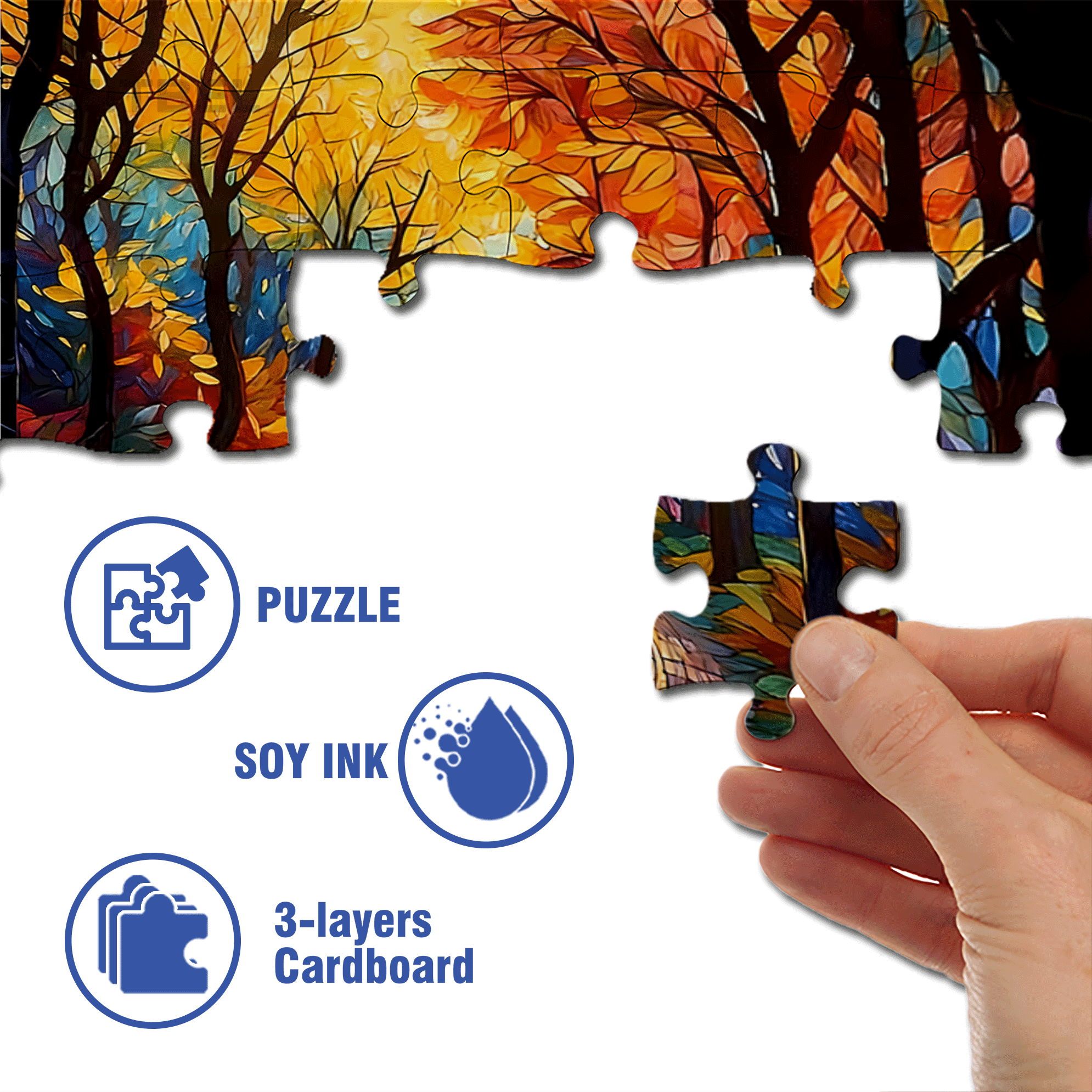 Colorful Woodland 500pcs/1000pcs Jigsaw Puzzle, Scratch-Resistant, Interactive Family Game & Brain-Boosting DIY Decor, Perfect for Halloween, Christmas & New Year Gifts, Family Puzzle Game