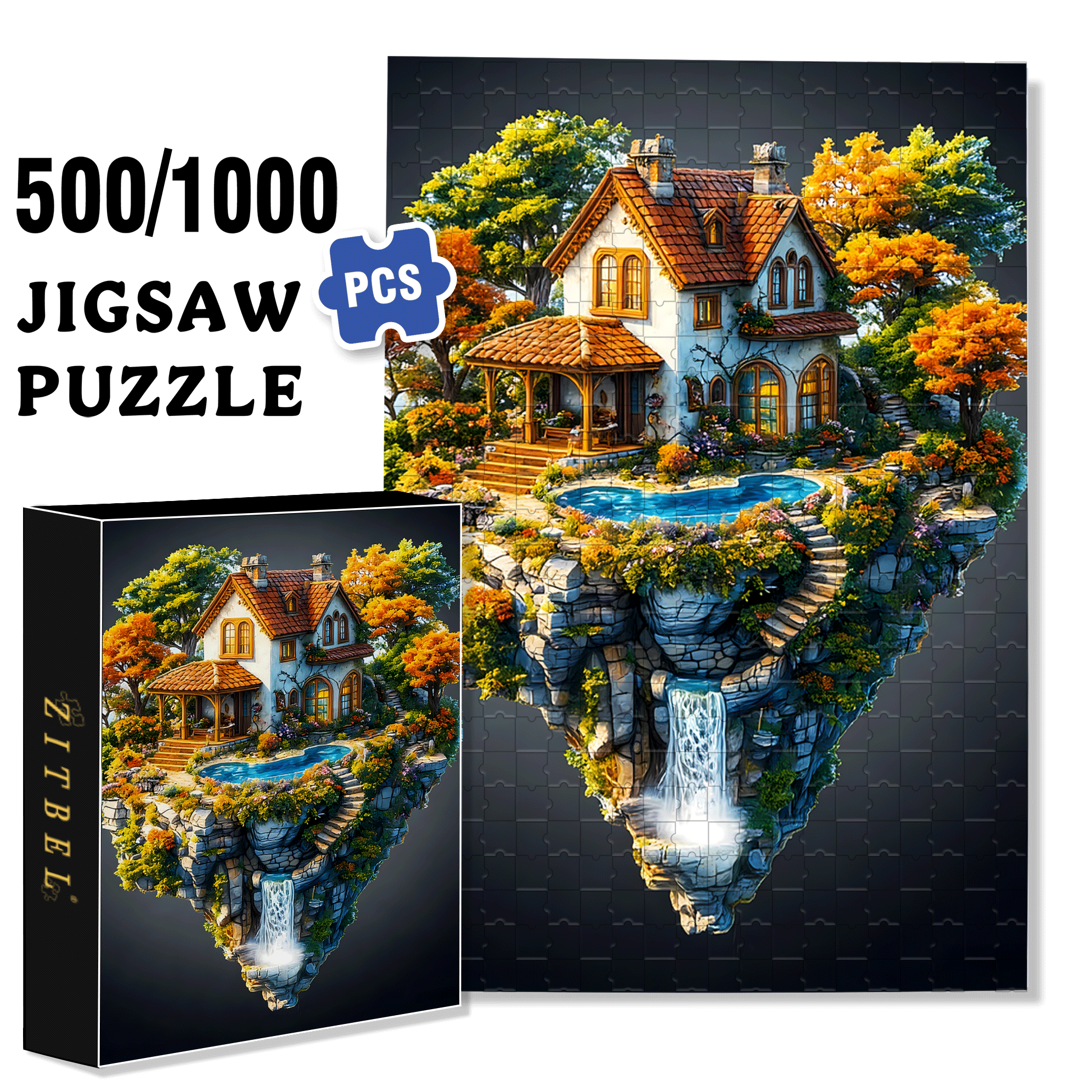 Floating Bay 500pcs/1000pcs Jigsaw Puzzle, Scratch-Resistant, Interactive Family Game & Brain-Boosting DIY Decor, Perfect for Halloween, Christmas & New Year Gifts, Family Puzzle Game