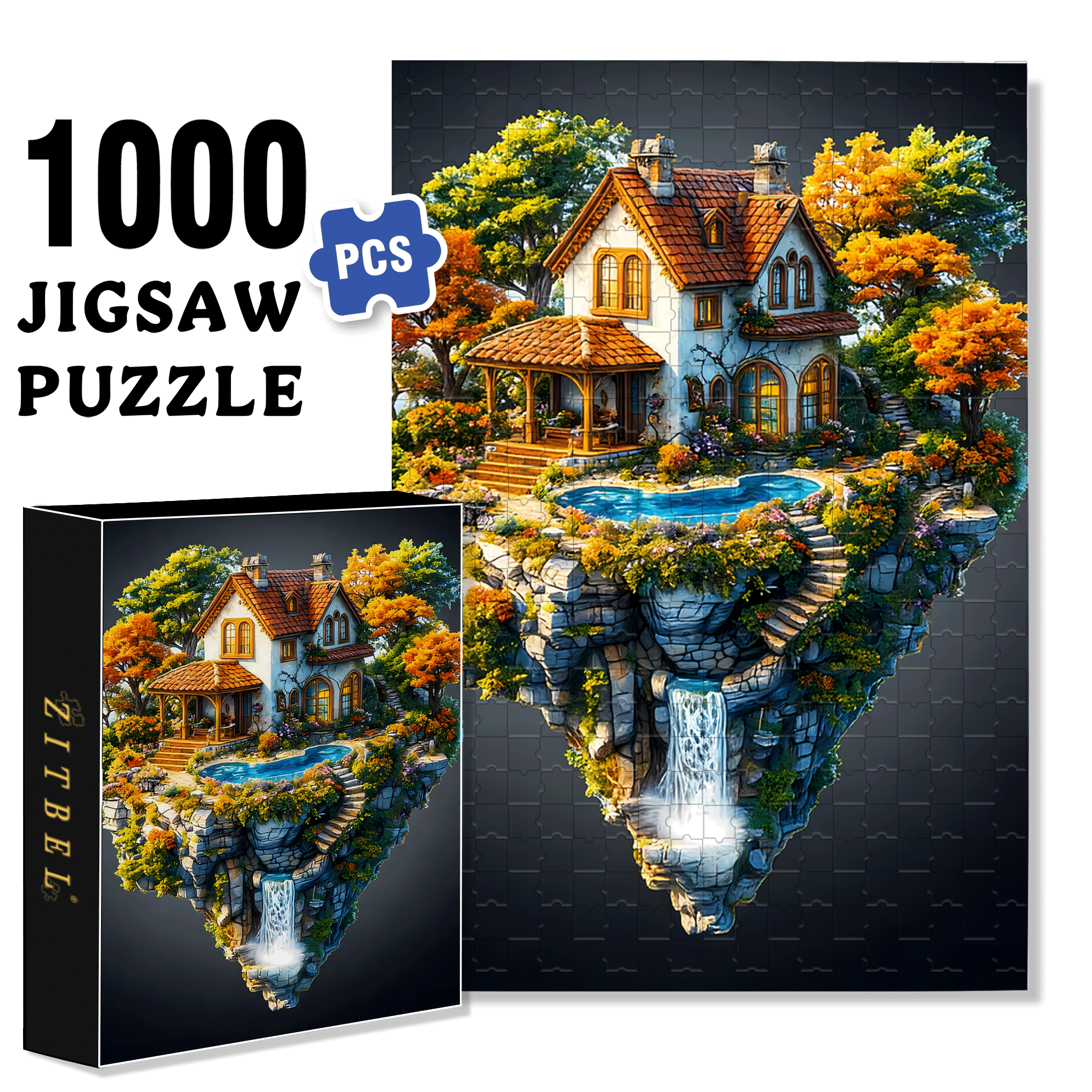Floating Bay 500pcs/1000pcs Jigsaw Puzzle, Scratch-Resistant, Interactive Family Game & Brain-Boosting DIY Decor, Perfect for Halloween, Christmas & New Year Gifts, Family Puzzle Game