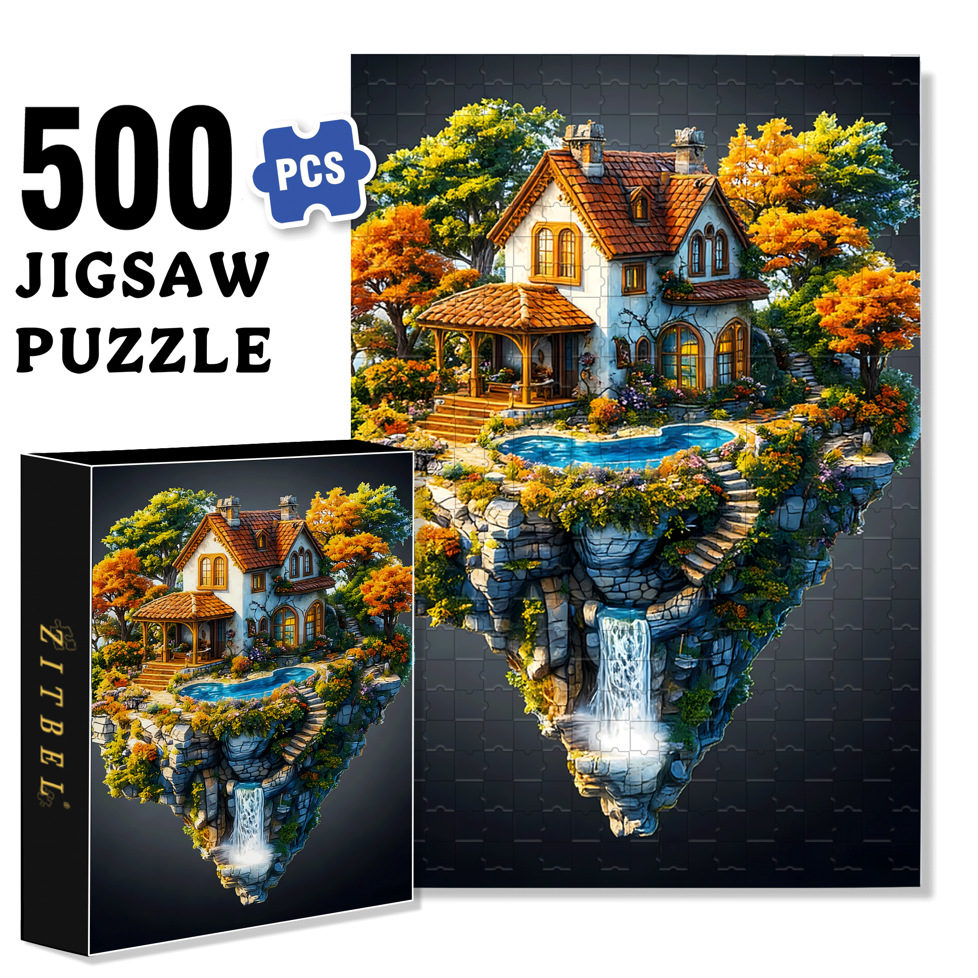 Floating Bay 500pcs/1000pcs Jigsaw Puzzle, Scratch-Resistant, Interactive Family Game & Brain-Boosting DIY Decor, Perfect for Halloween, Christmas & New Year Gifts, Family Puzzle Game