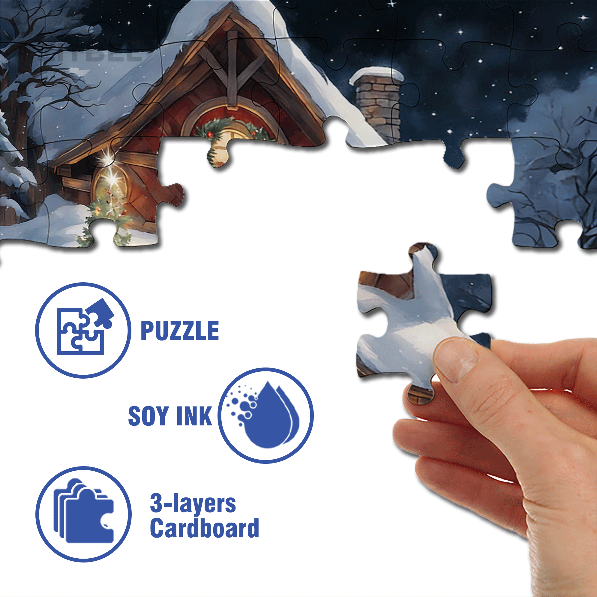 Fond Hiver Noel 500pcs/1000pcs Jigsaw Puzzle, Scratch-Resistant, Interactive Family Game & Brain-Boosting DIY Decor, Perfect for Halloween, Christmas & New Year Gifts, Family Puzzle Game