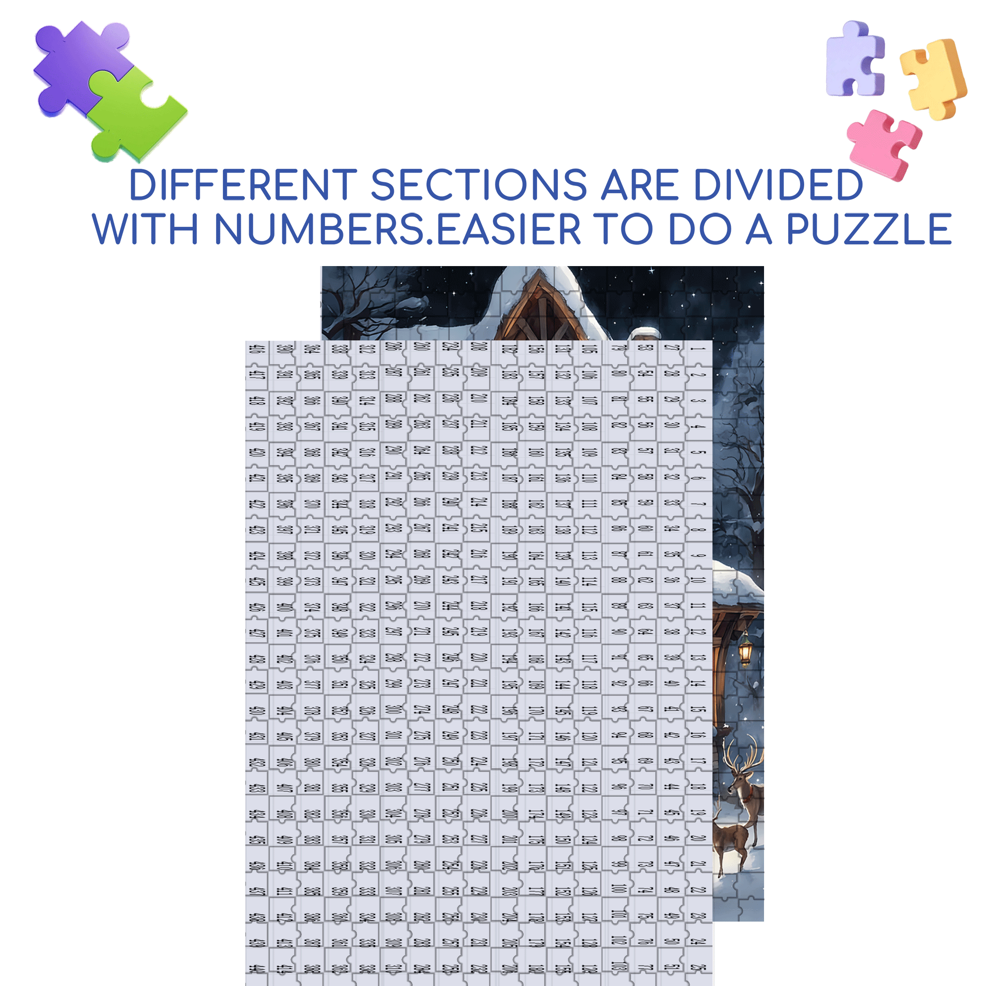 Fond Hiver Noel 500pcs/1000pcs Jigsaw Puzzle, Scratch-Resistant, Interactive Family Game & Brain-Boosting DIY Decor, Perfect for Halloween, Christmas & New Year Gifts, Family Puzzle Game