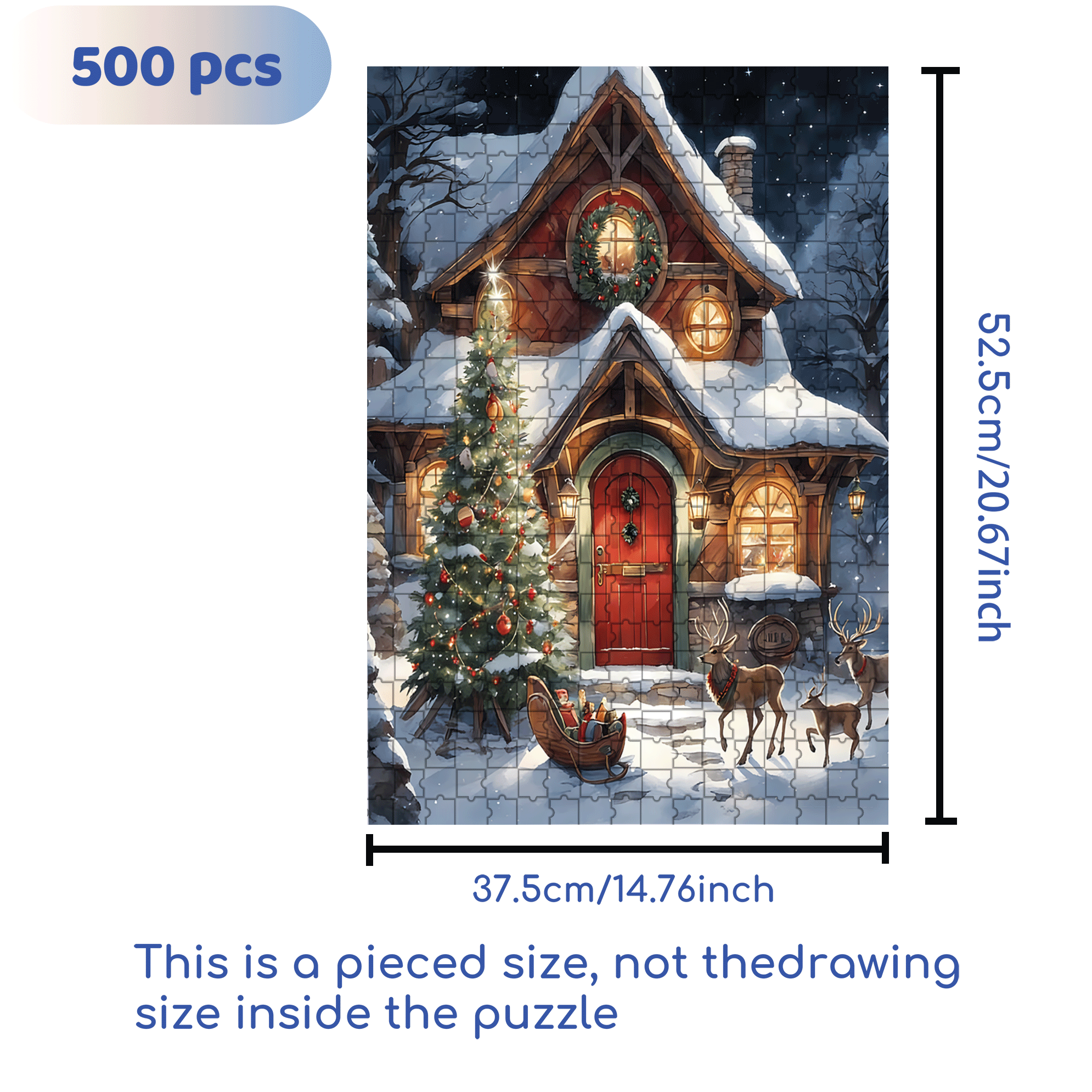 Fond Hiver Noel 500pcs/1000pcs Jigsaw Puzzle, Scratch-Resistant, Interactive Family Game & Brain-Boosting DIY Decor, Perfect for Halloween, Christmas & New Year Gifts, Family Puzzle Game