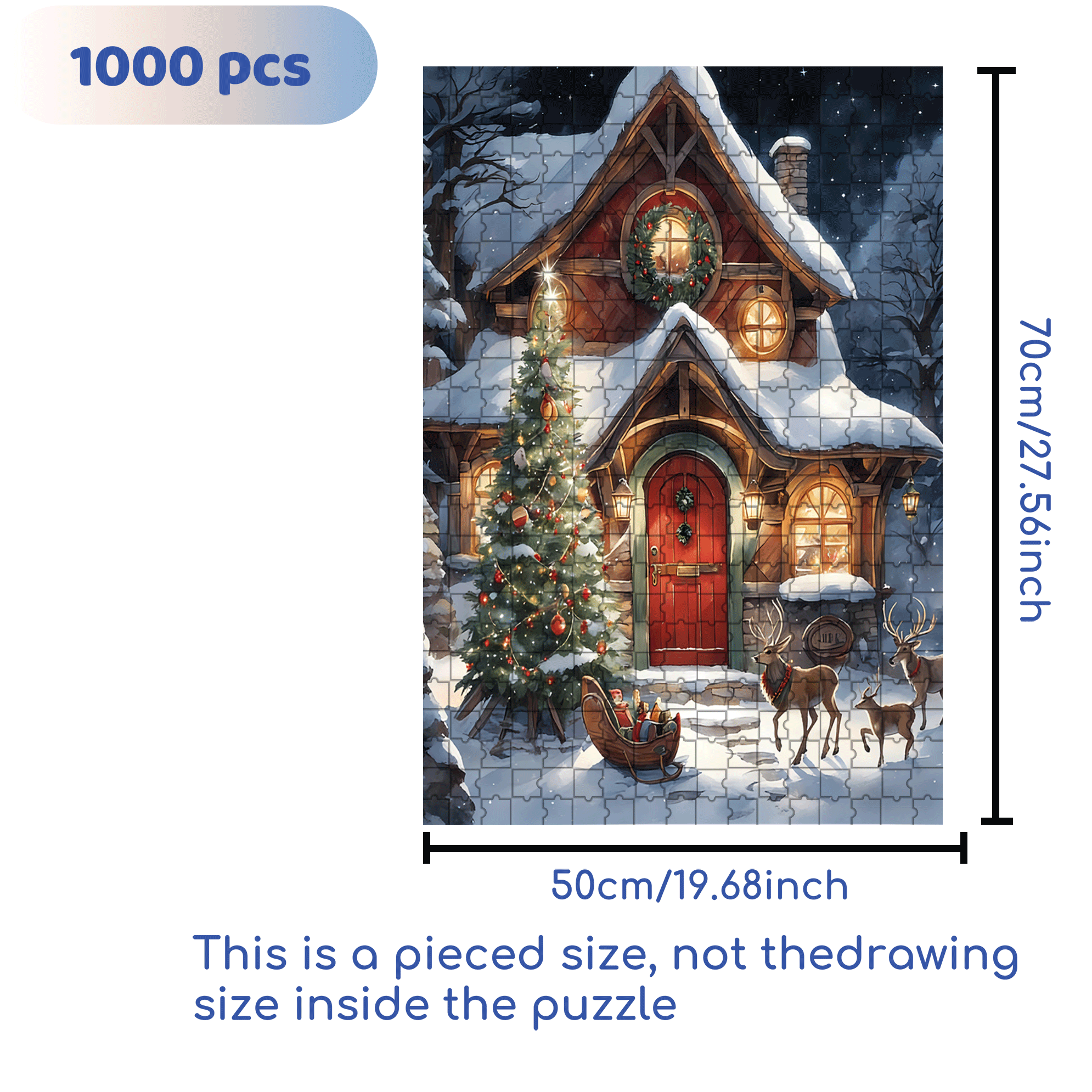 Fond Hiver Noel 500pcs/1000pcs Jigsaw Puzzle, Scratch-Resistant, Interactive Family Game & Brain-Boosting DIY Decor, Perfect for Halloween, Christmas & New Year Gifts, Family Puzzle Game