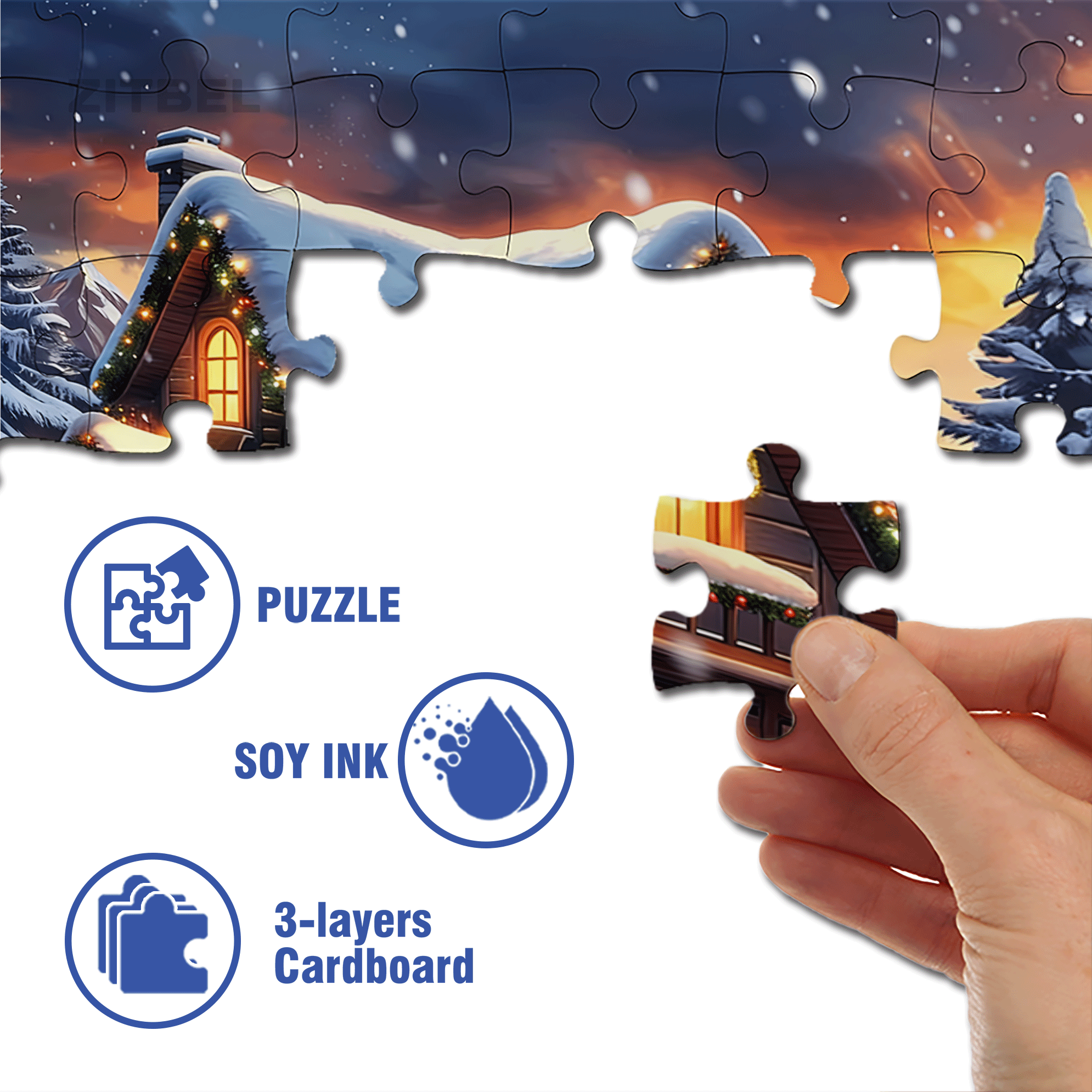 Fond Noel Vintage 2 500pcs/1000pcs Jigsaw Puzzle, Scratch-Resistant, Interactive Family Game & Brain-Boosting DIY Decor, Perfect for Halloween, Christmas & New Year Gifts, Family Puzzle Game
