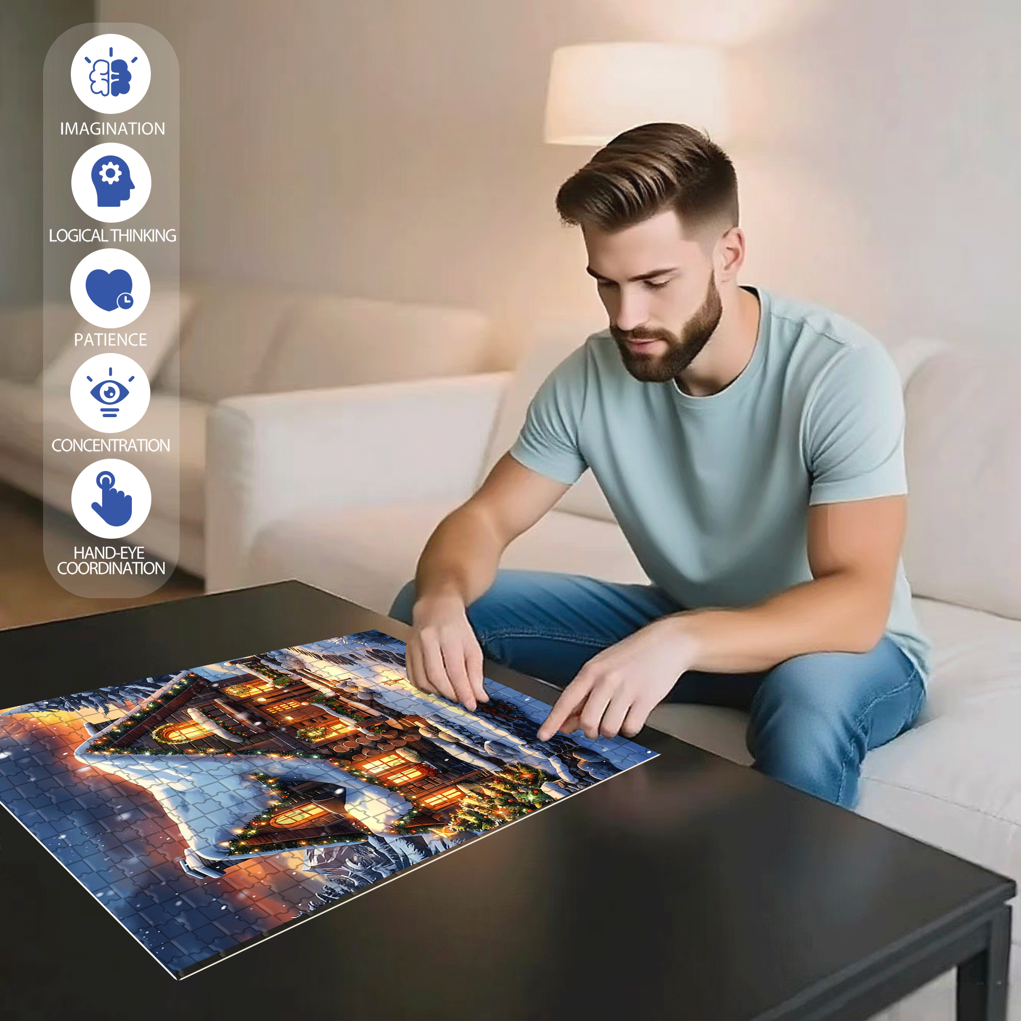 Fond Noel Vintage 2 500pcs/1000pcs Jigsaw Puzzle, Scratch-Resistant, Interactive Family Game & Brain-Boosting DIY Decor, Perfect for Halloween, Christmas & New Year Gifts, Family Puzzle Game