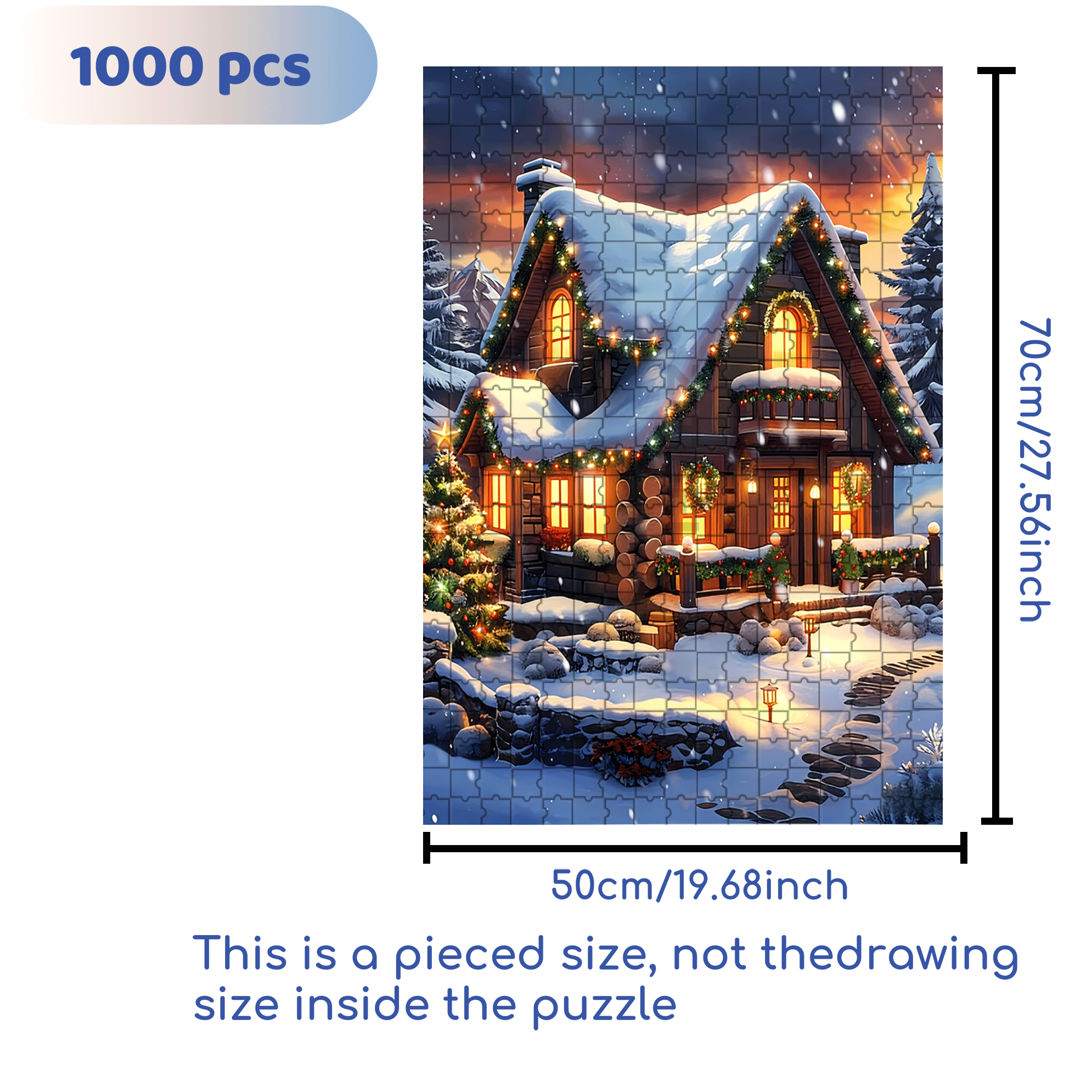 Fond Noel Vintage 2 500pcs/1000pcs Jigsaw Puzzle, Scratch-Resistant, Interactive Family Game & Brain-Boosting DIY Decor, Perfect for Halloween, Christmas & New Year Gifts, Family Puzzle Game