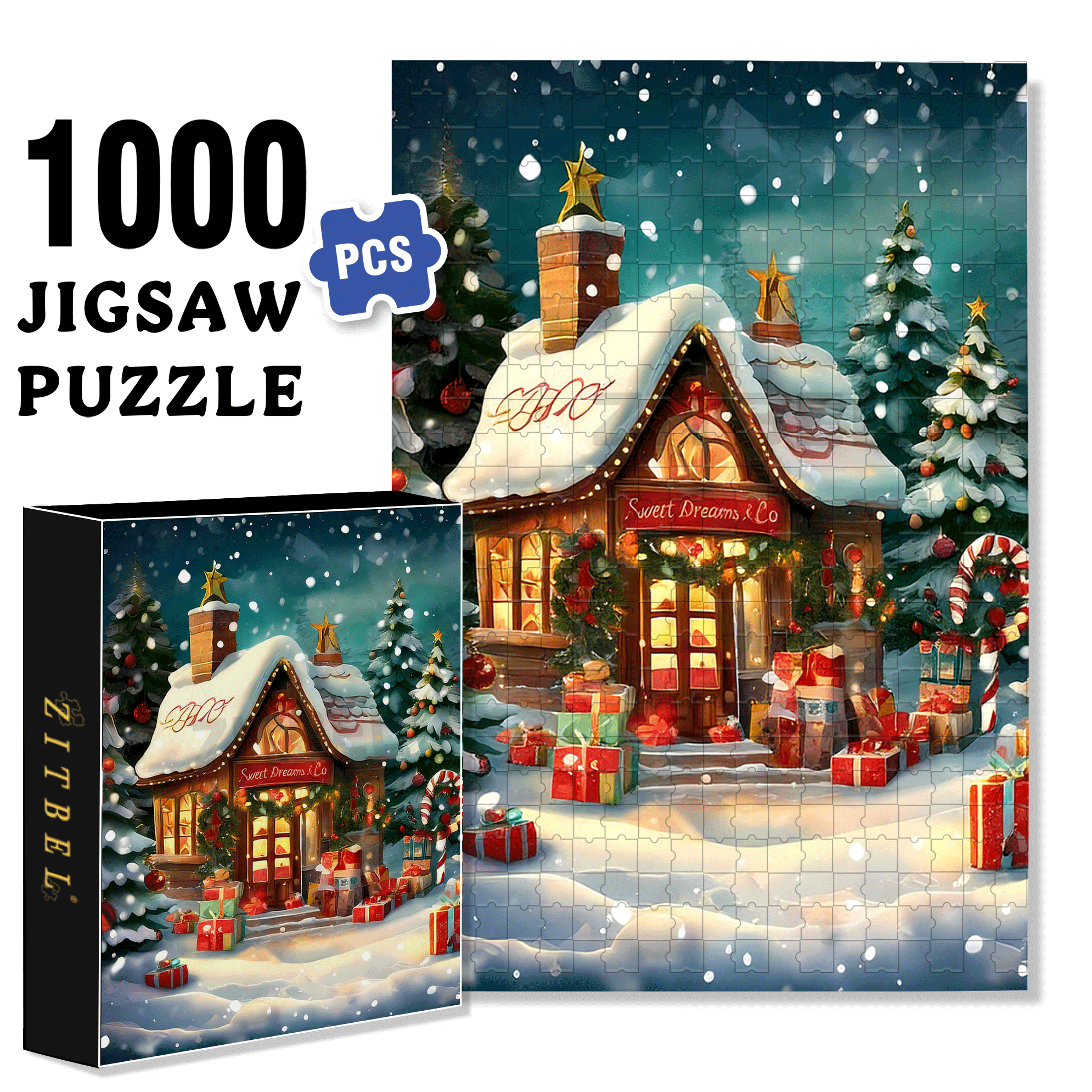 Fond Noel Vintage 500pcs/1000pcs Jigsaw Puzzle, Scratch-Resistant, Interactive Family Game & Brain-Boosting DIY Decor, Perfect for Halloween, Christmas & New Year Gifts, Family Puzzle Game