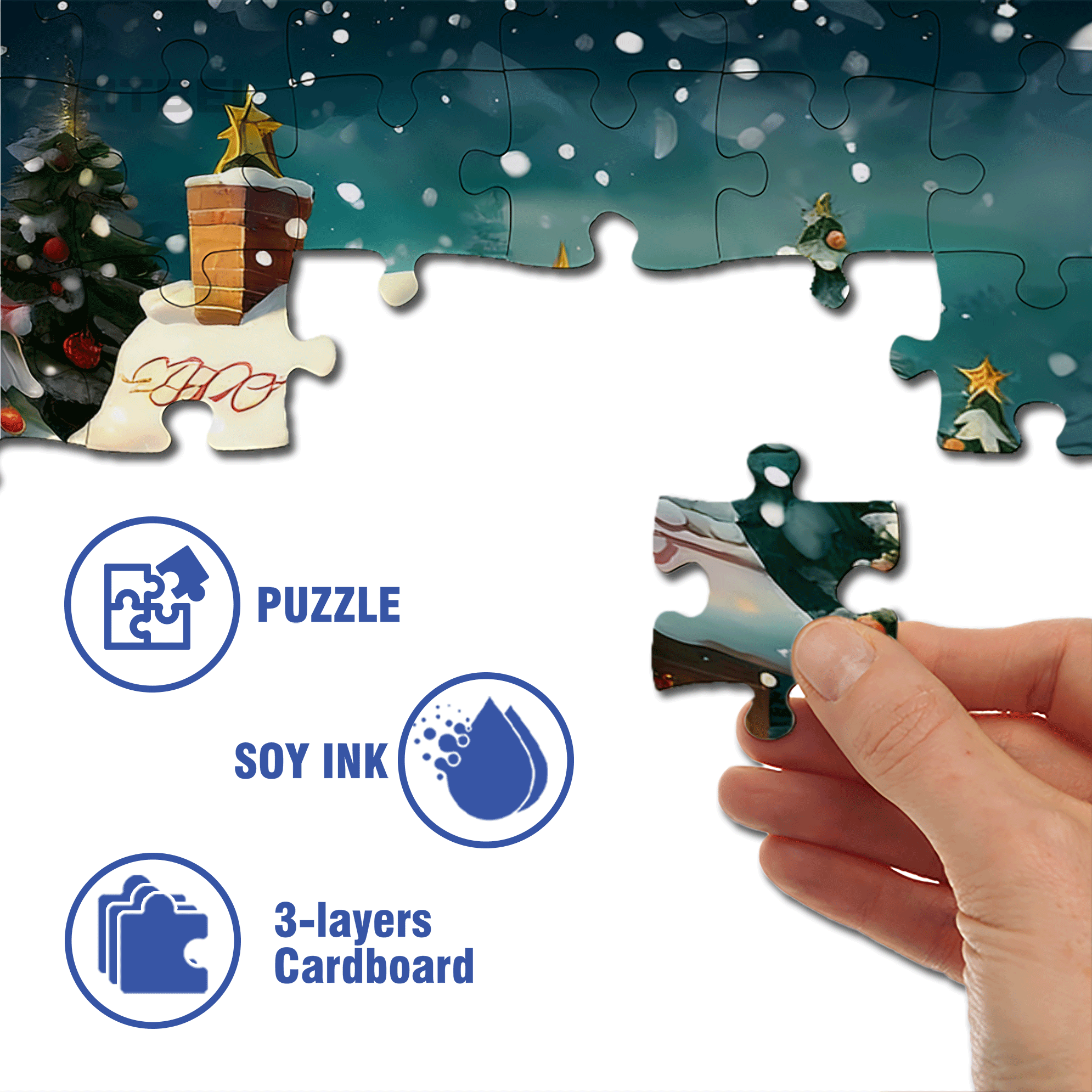 Fond Noel Vintage 500pcs/1000pcs Jigsaw Puzzle, Scratch-Resistant, Interactive Family Game & Brain-Boosting DIY Decor, Perfect for Halloween, Christmas & New Year Gifts, Family Puzzle Game