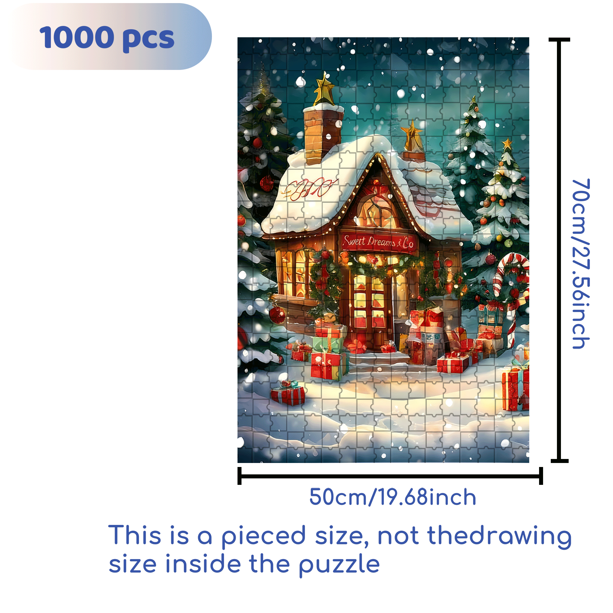 Fond Noel Vintage 500pcs/1000pcs Jigsaw Puzzle, Scratch-Resistant, Interactive Family Game & Brain-Boosting DIY Decor, Perfect for Halloween, Christmas & New Year Gifts, Family Puzzle Game