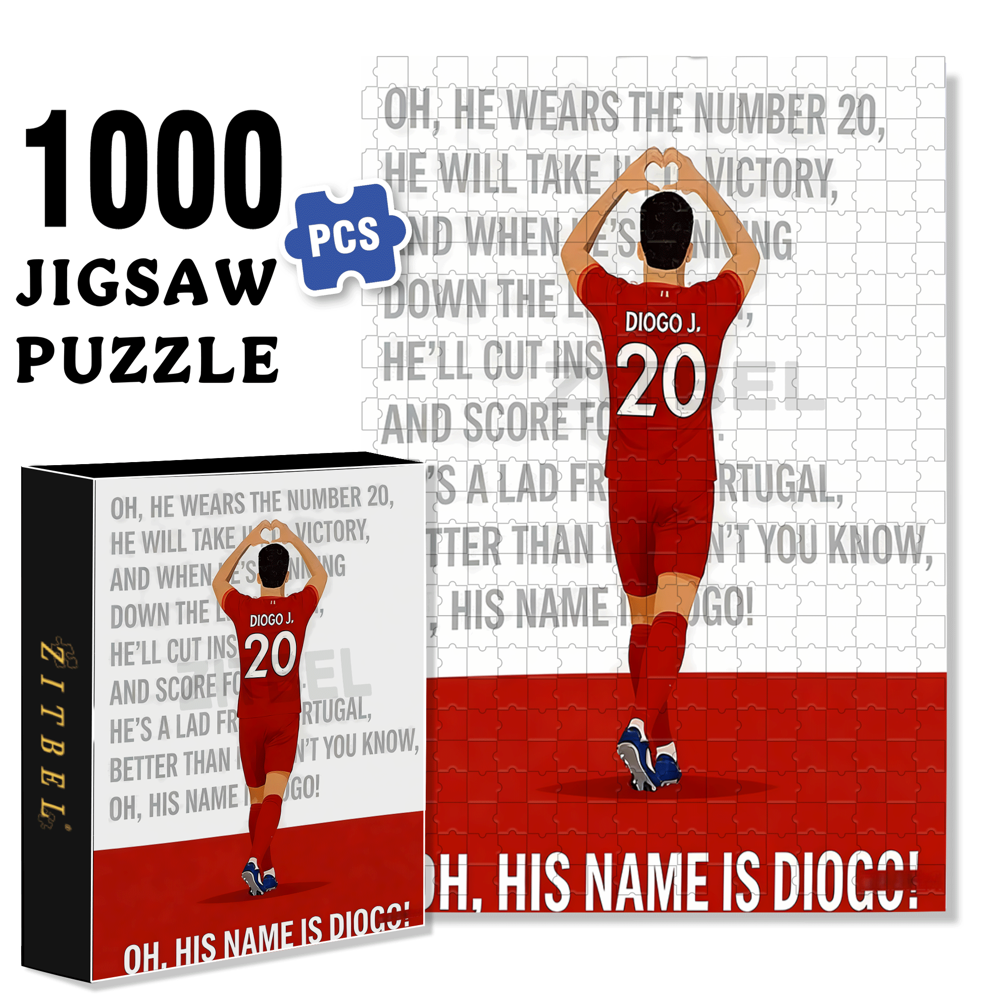His Name Is Diogo Soccer 500pcs/1000pcs Jigsaw Puzzle, Scratch-Resistant, Interactive Family Game & Brain-Boosting DIY Decor, Perfect for Halloween, Christmas & New Year Gifts, Family Puzzle Game