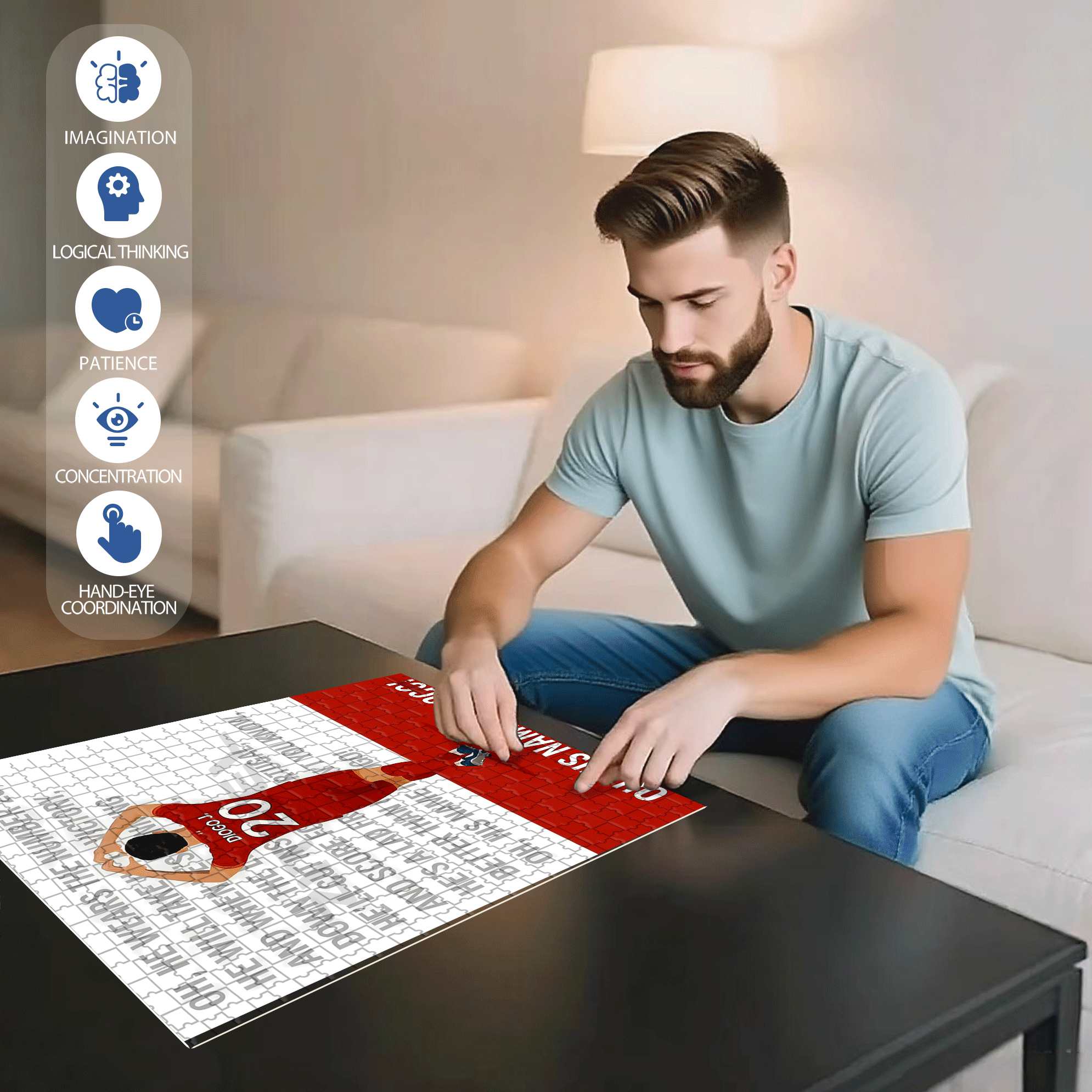 His Name Is Diogo Soccer 500pcs/1000pcs Jigsaw Puzzle, Scratch-Resistant, Interactive Family Game & Brain-Boosting DIY Decor, Perfect for Halloween, Christmas & New Year Gifts, Family Puzzle Game