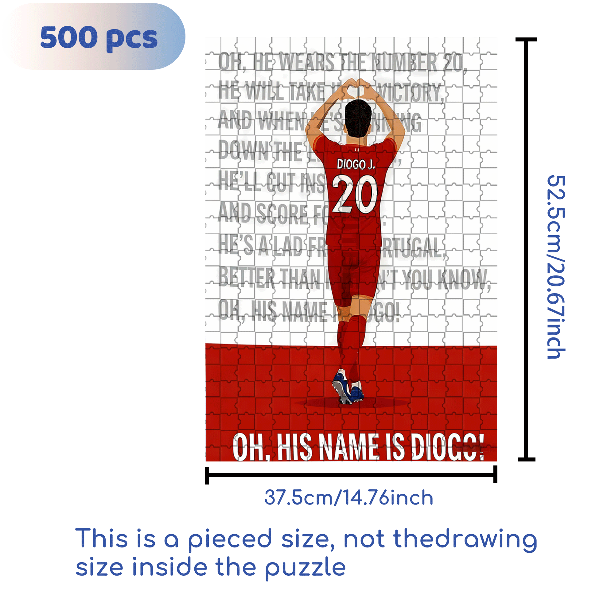 His Name Is Diogo Soccer 500pcs/1000pcs Jigsaw Puzzle, Scratch-Resistant, Interactive Family Game & Brain-Boosting DIY Decor, Perfect for Halloween, Christmas & New Year Gifts, Family Puzzle Game