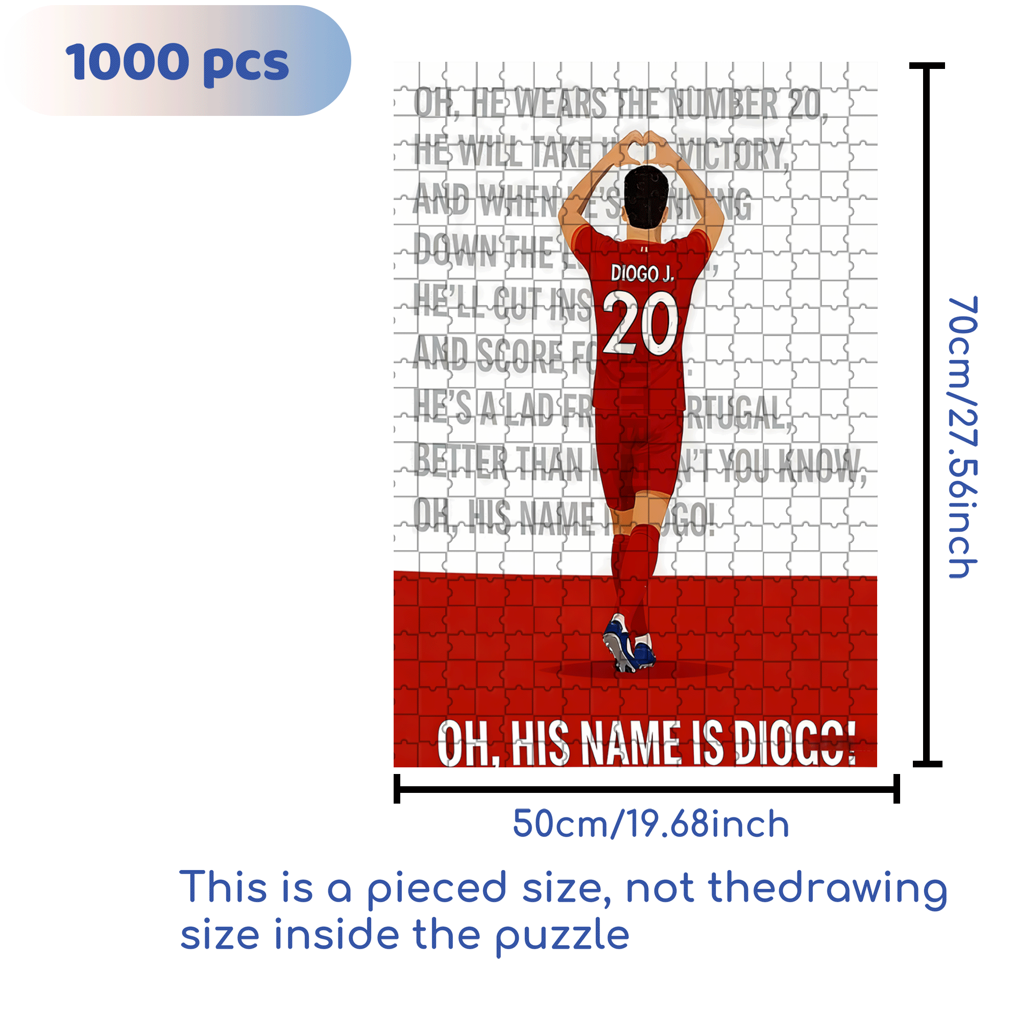 His Name Is Diogo Soccer 500pcs/1000pcs Jigsaw Puzzle, Scratch-Resistant, Interactive Family Game & Brain-Boosting DIY Decor, Perfect for Halloween, Christmas & New Year Gifts, Family Puzzle Game