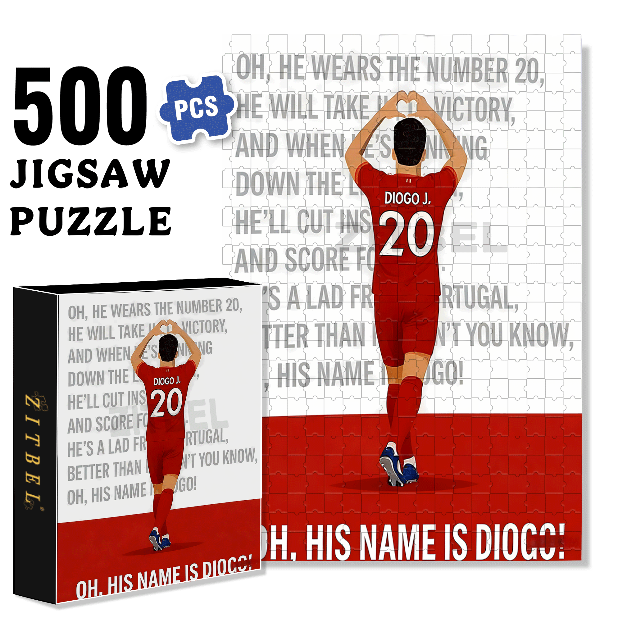 His Name Is Diogo Soccer 500pcs/1000pcs Jigsaw Puzzle, Scratch-Resistant, Interactive Family Game & Brain-Boosting DIY Decor, Perfect for Halloween, Christmas & New Year Gifts, Family Puzzle Game