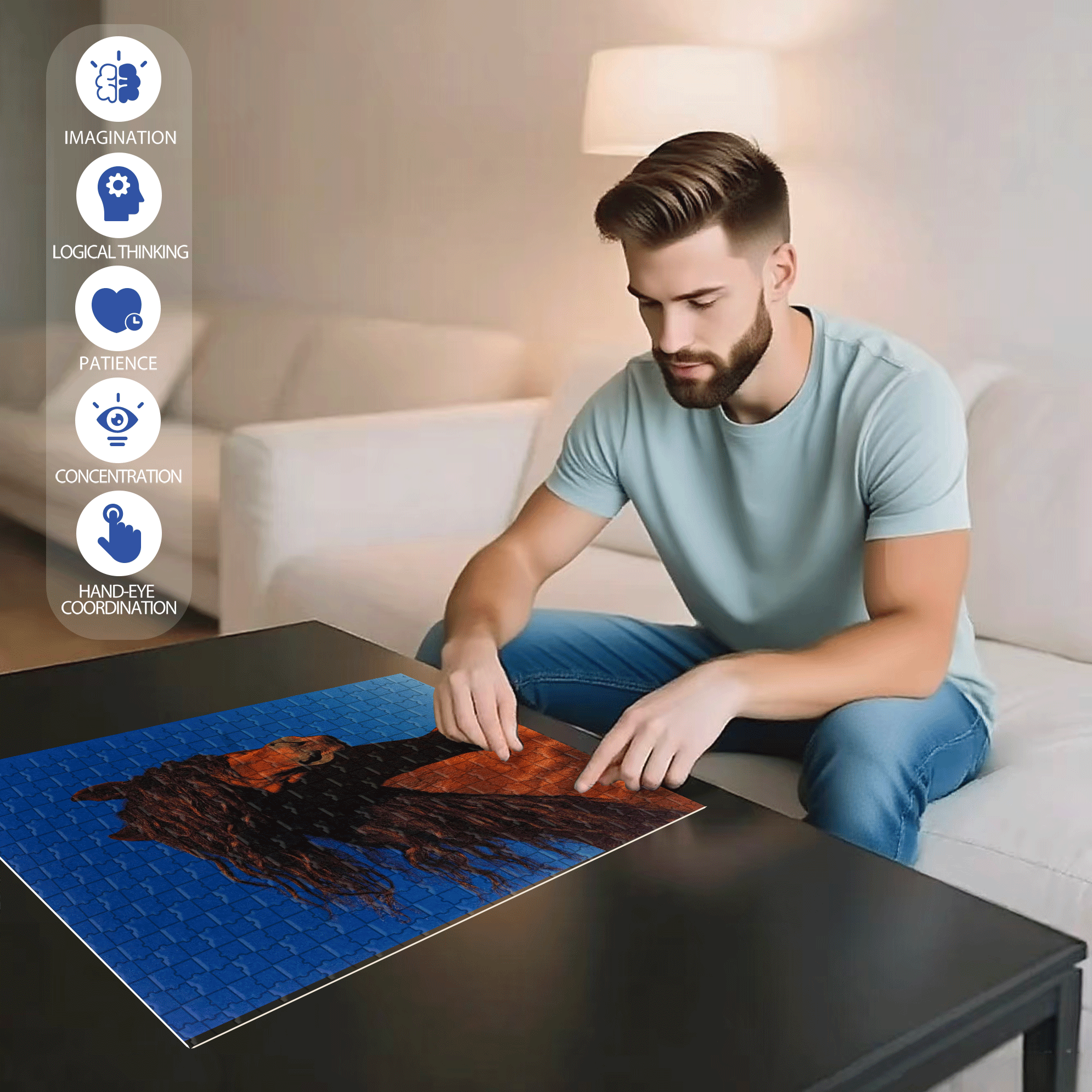 Horse's Mane 500pcs/1000pcs Jigsaw Puzzle, Scratch-Resistant, Interactive Family Game & Brain-Boosting DIY Decor, Perfect for Halloween, Christmas & New Year Gifts, Family Puzzle Game