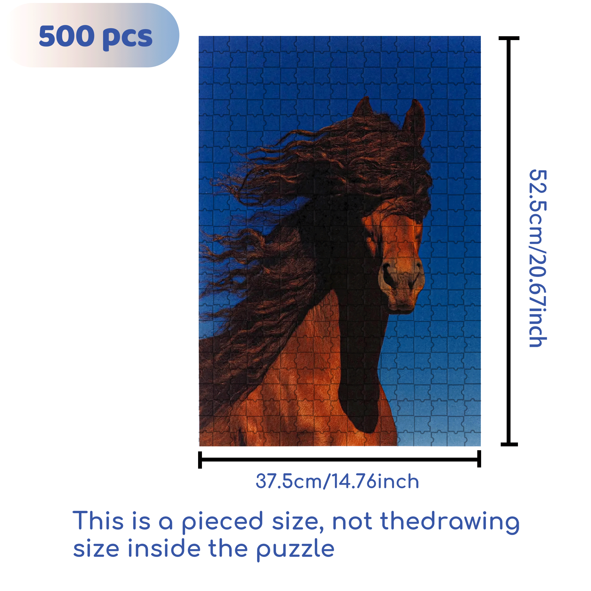 Horse's Mane 500pcs/1000pcs Jigsaw Puzzle, Scratch-Resistant, Interactive Family Game & Brain-Boosting DIY Decor, Perfect for Halloween, Christmas & New Year Gifts, Family Puzzle Game