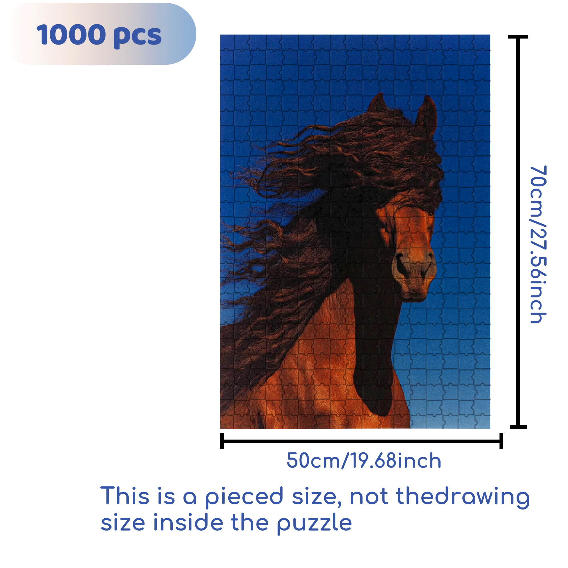 Horse's Mane 500pcs/1000pcs Jigsaw Puzzle, Scratch-Resistant, Interactive Family Game & Brain-Boosting DIY Decor, Perfect for Halloween, Christmas & New Year Gifts, Family Puzzle Game