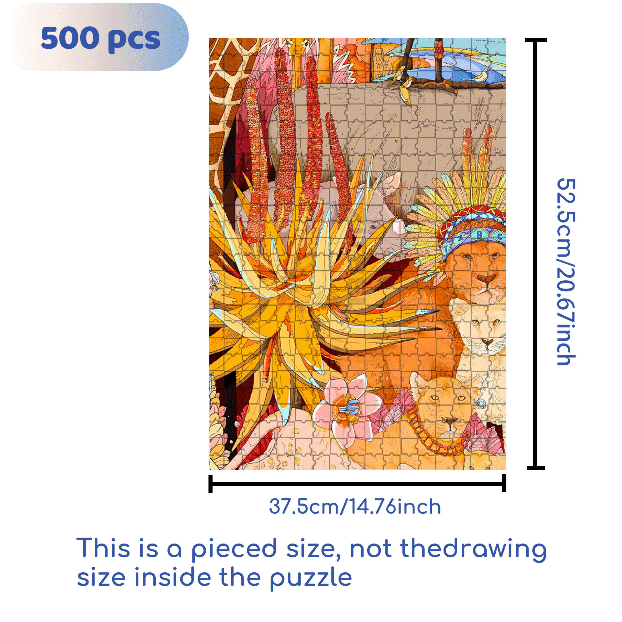 Lion King 500pcs/1000pcs Jigsaw Puzzle, Scratch-Resistant, Interactive Family Game & Brain-Boosting DIY Decor, Perfect for Halloween, Christmas & New Year Gifts, Family Puzzle Game