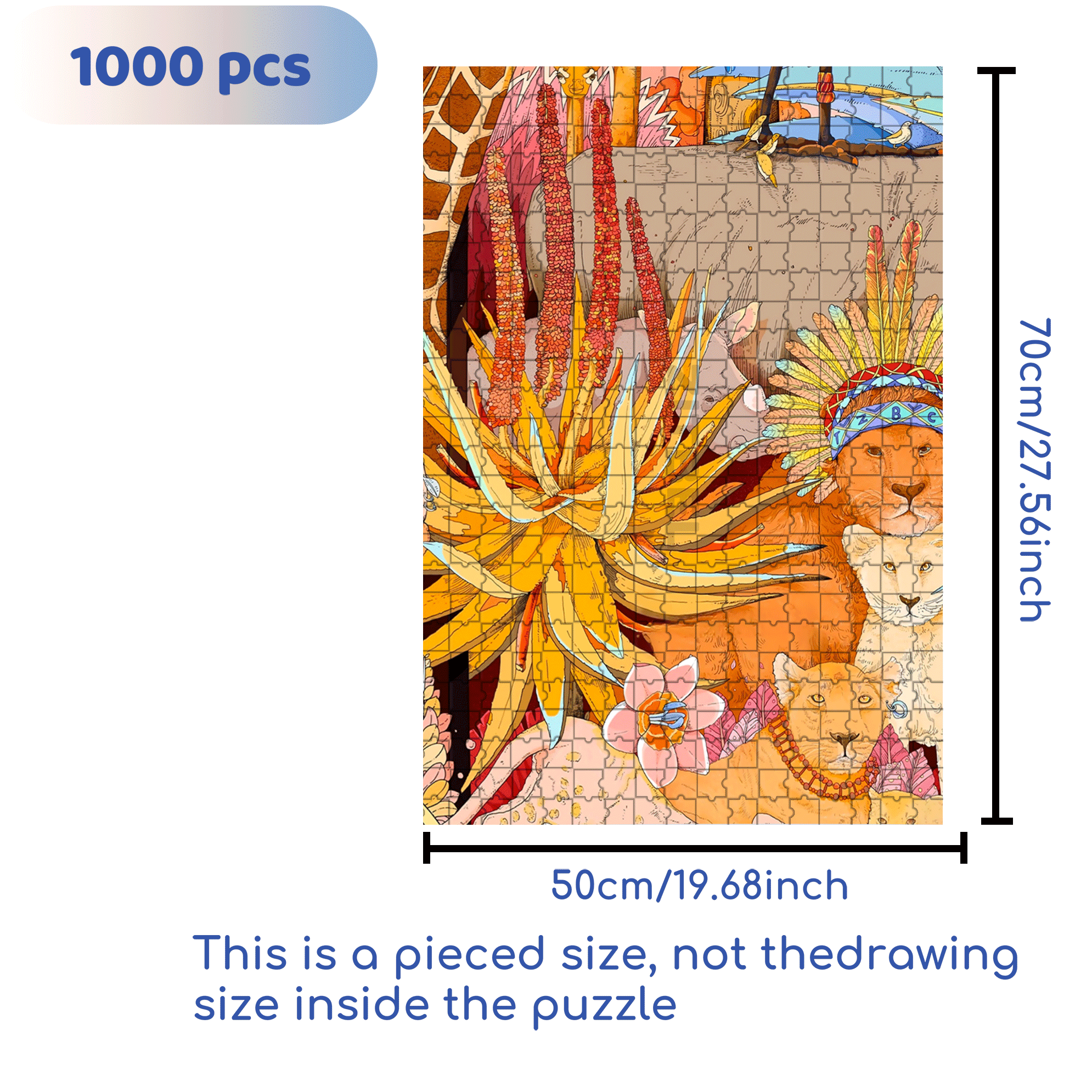 Lion King 500pcs/1000pcs Jigsaw Puzzle, Scratch-Resistant, Interactive Family Game & Brain-Boosting DIY Decor, Perfect for Halloween, Christmas & New Year Gifts, Family Puzzle Game