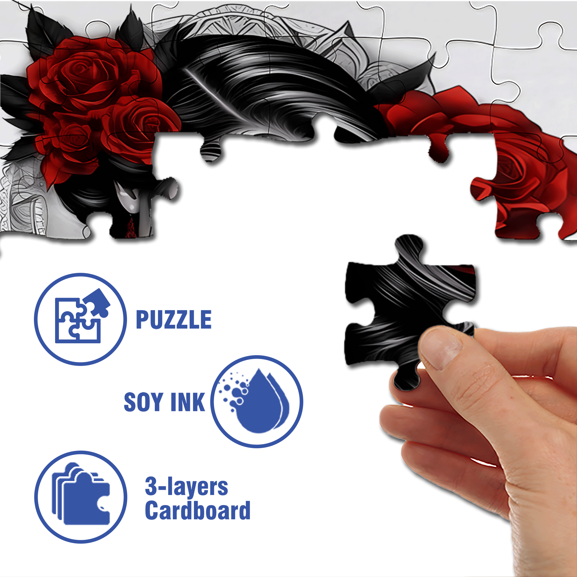 Skull Makeup 500pcs/1000pcs Jigsaw Puzzle, Scratch-Resistant, Interactive Family Game & Brain-Boosting DIY Decor, Perfect for Halloween, Christmas & New Year Gifts, Family Puzzle Game
