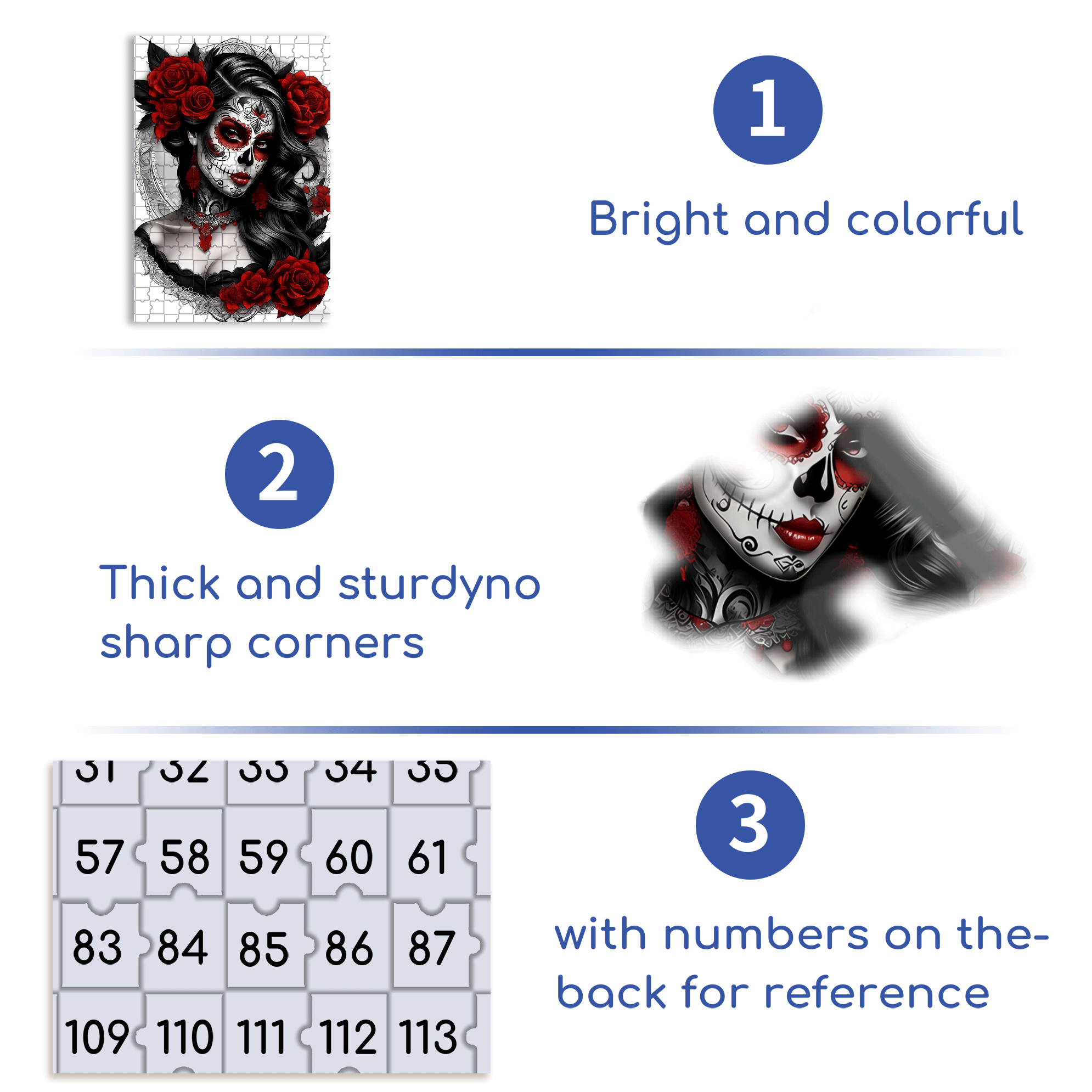 Skull Makeup 500pcs/1000pcs Jigsaw Puzzle, Scratch-Resistant, Interactive Family Game & Brain-Boosting DIY Decor, Perfect for Halloween, Christmas & New Year Gifts, Family Puzzle Game