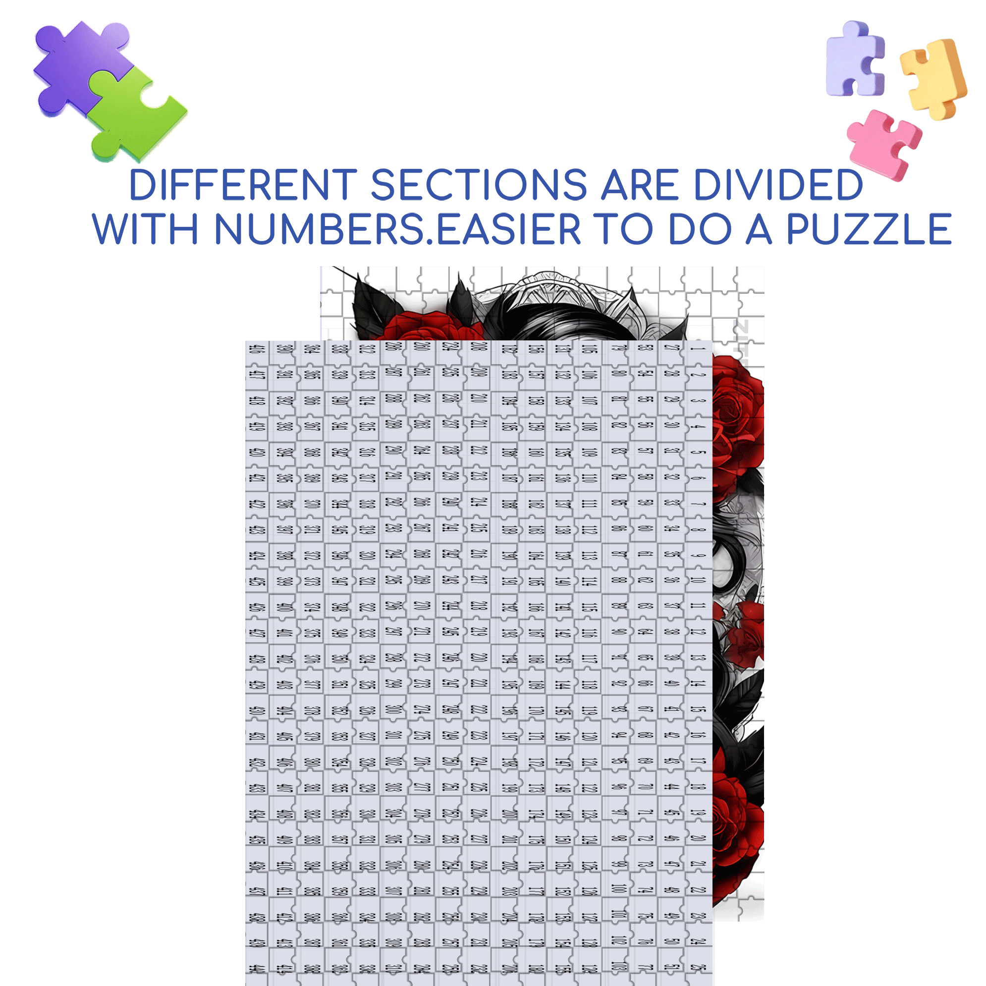 Skull Makeup 500pcs/1000pcs Jigsaw Puzzle, Scratch-Resistant, Interactive Family Game & Brain-Boosting DIY Decor, Perfect for Halloween, Christmas & New Year Gifts, Family Puzzle Game