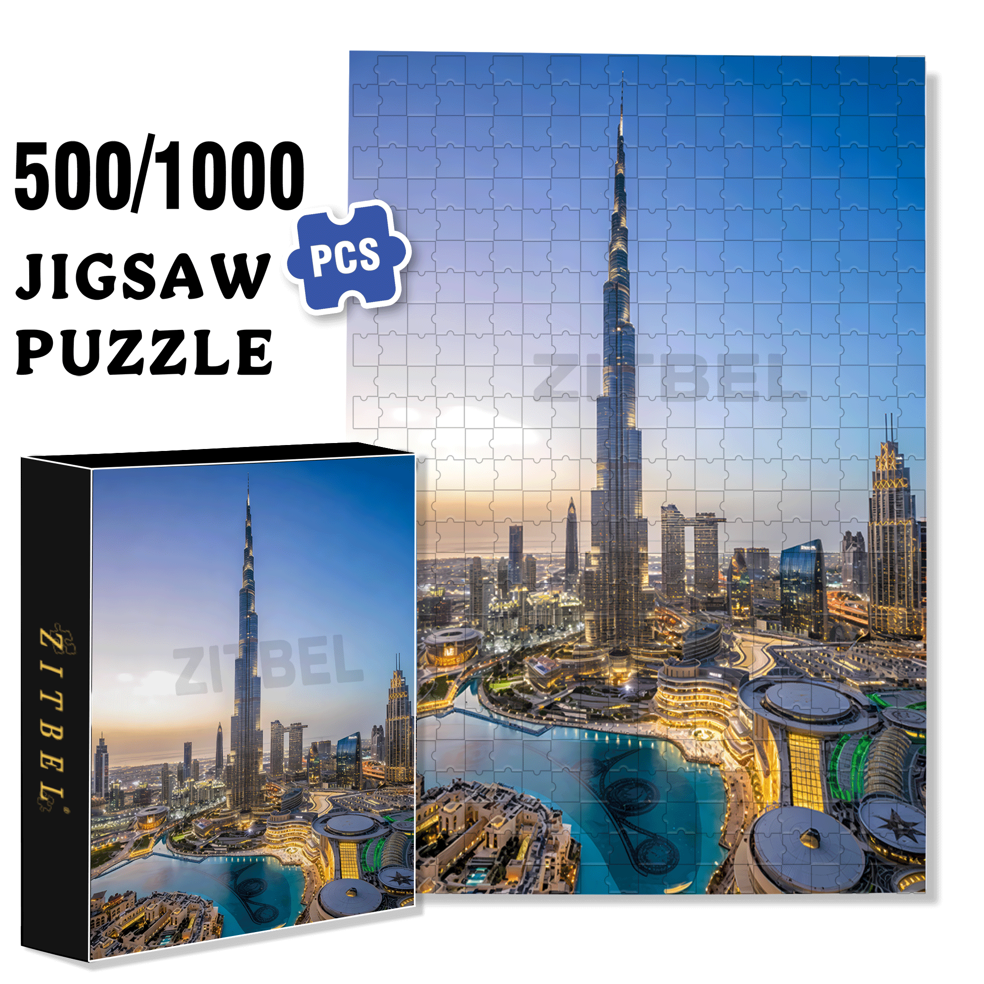 Skyscraper 500pcs/1000pcs Jigsaw Puzzle, Scratch-Resistant, Interactive Family Game & Brain-Boosting DIY Decor, Perfect for Halloween, Christmas & New Year Gifts, Family Puzzle Game