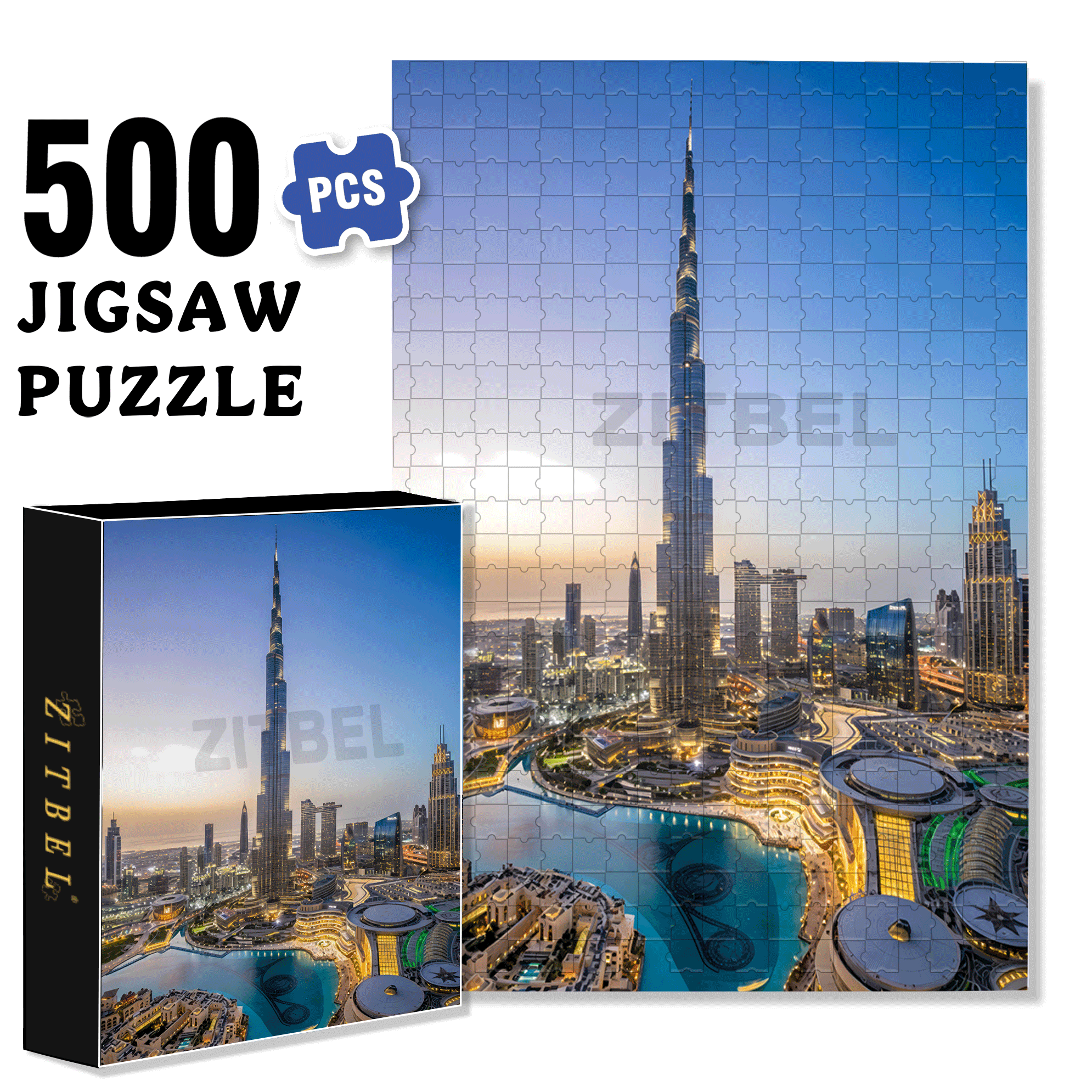 Skyscraper 500pcs/1000pcs Jigsaw Puzzle, Scratch-Resistant, Interactive Family Game & Brain-Boosting DIY Decor, Perfect for Halloween, Christmas & New Year Gifts, Family Puzzle Game