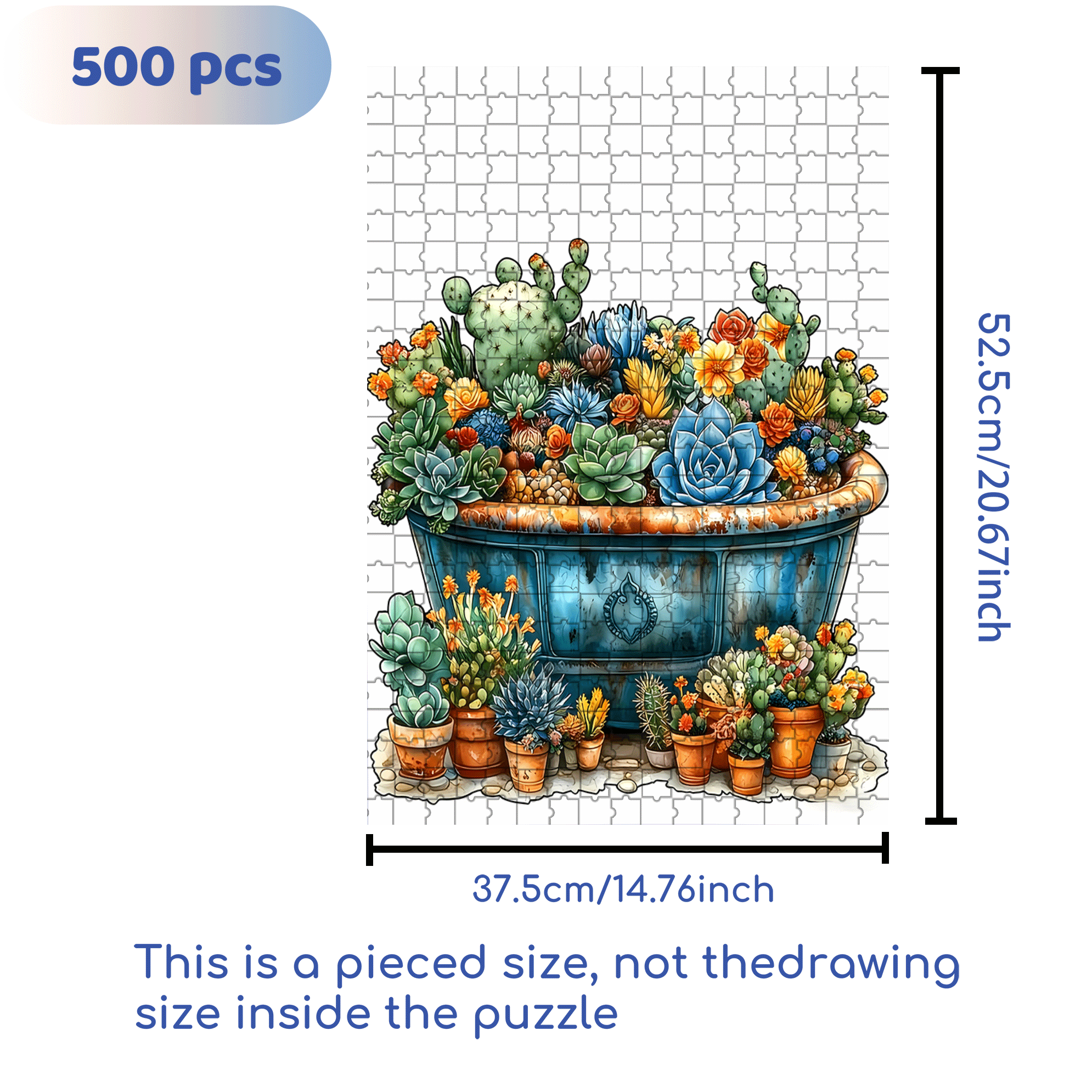 Succulent Cactus 500pcs/1000pcs Jigsaw Puzzle, Scratch-Resistant, Interactive Family Game & Brain-Boosting DIY Decor, Perfect for Halloween, Christmas & New Year Gifts, Family Puzzle Game