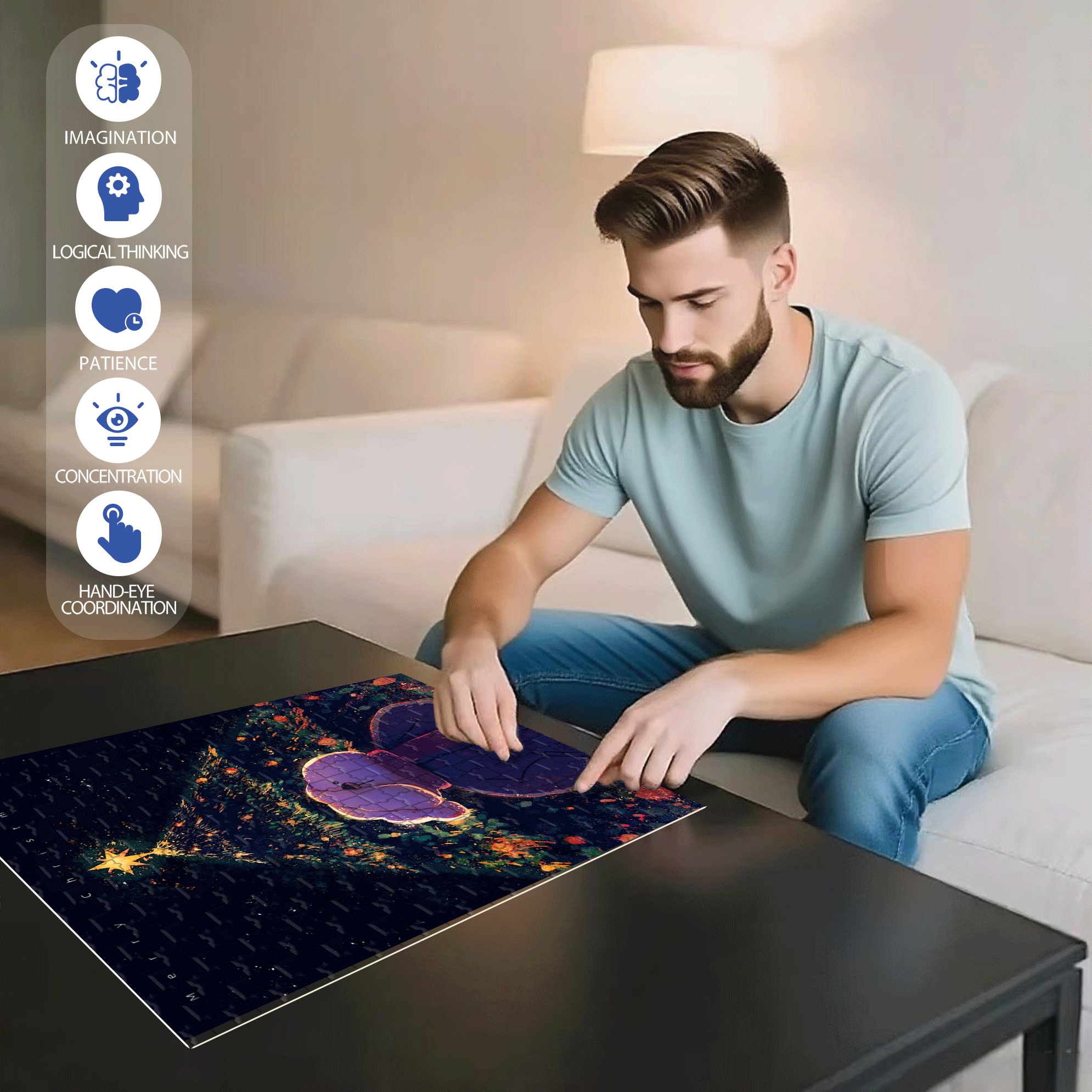 The Christmas Tree Behind Me 500pcs/1000pcs Jigsaw Puzzle, Scratch-Resistant, Interactive Family Game & Brain-Boosting DIY Decor, Perfect for Halloween, Christmas & New Year Gifts, Family Puzzle Game