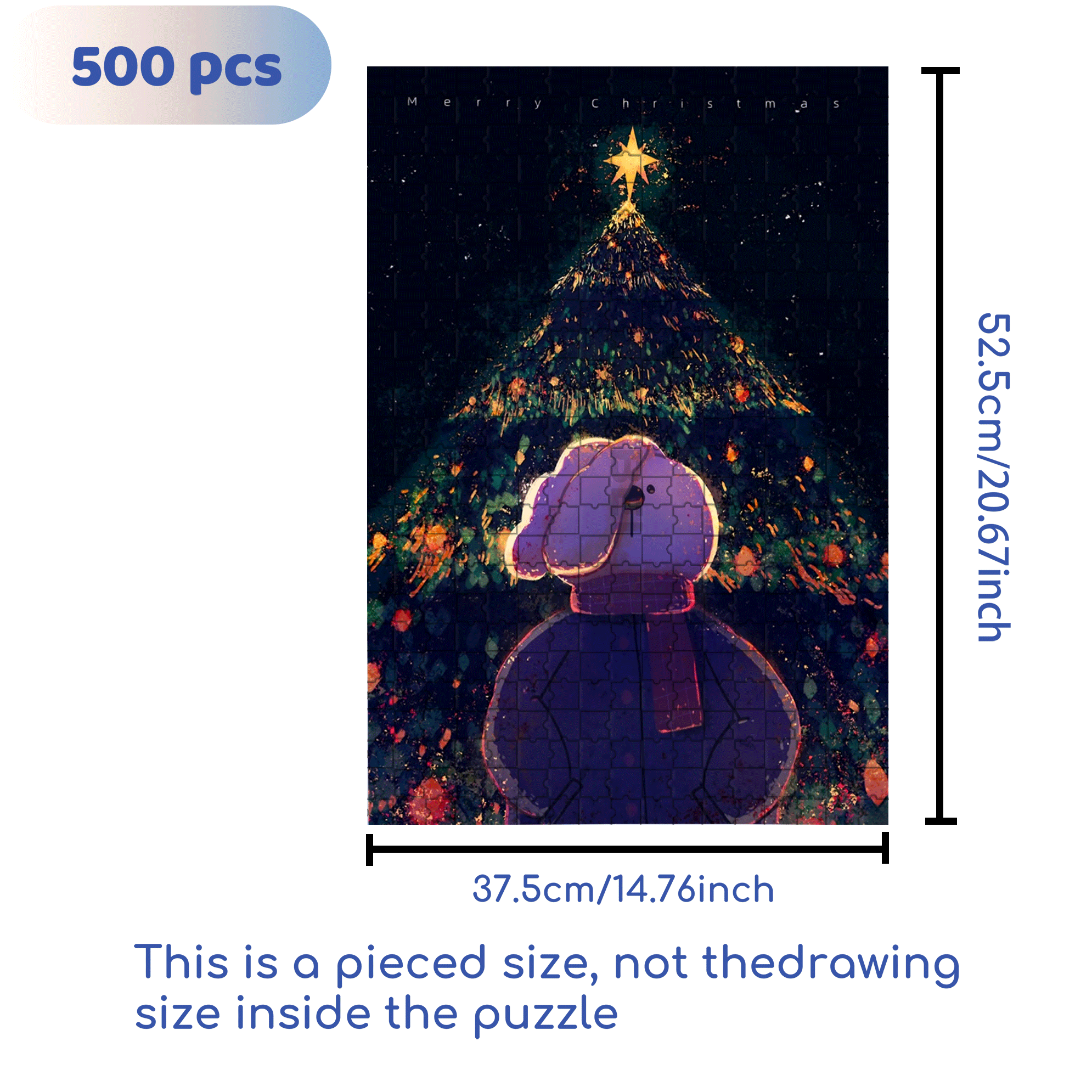 The Christmas Tree Behind Me 500pcs/1000pcs Jigsaw Puzzle, Scratch-Resistant, Interactive Family Game & Brain-Boosting DIY Decor, Perfect for Halloween, Christmas & New Year Gifts, Family Puzzle Game