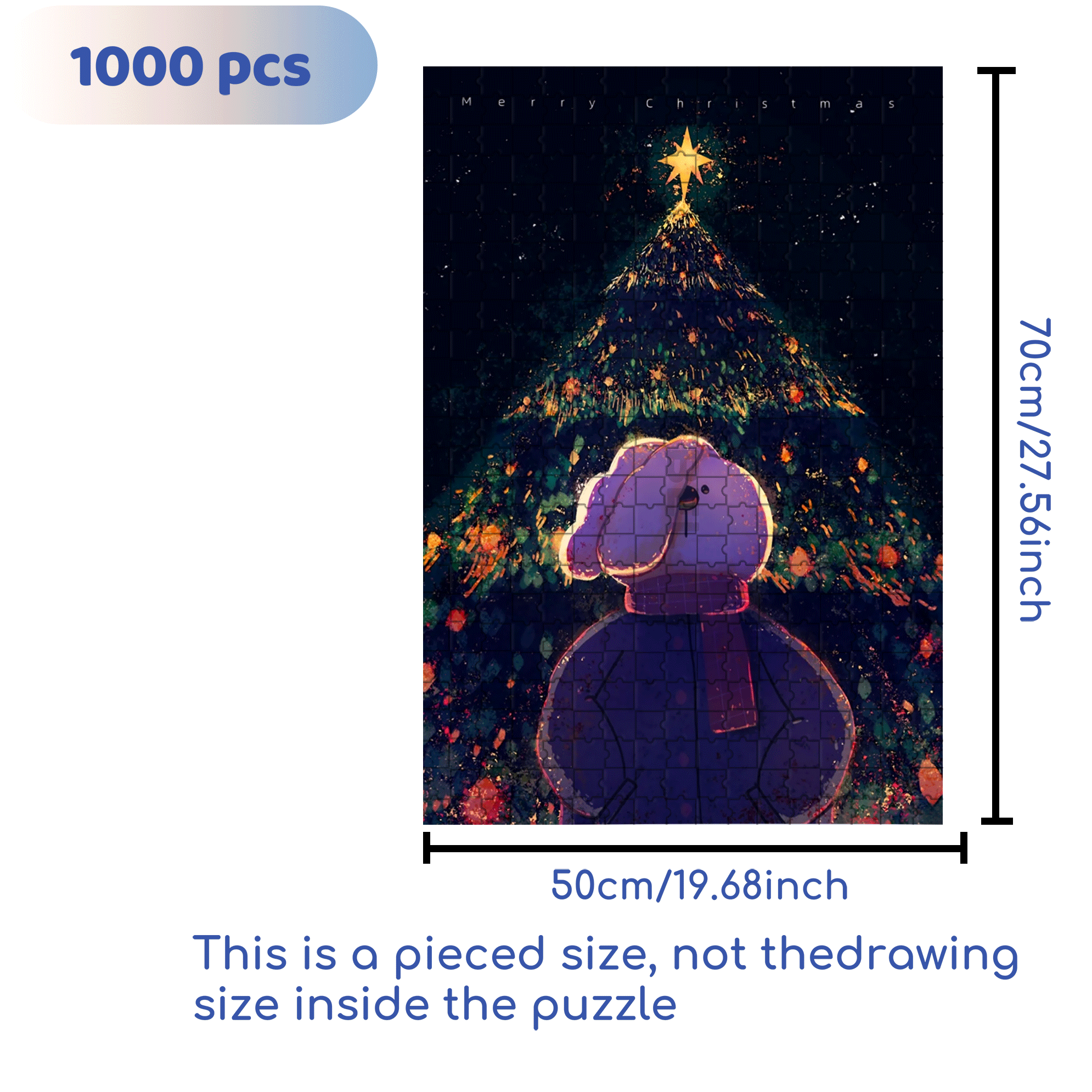 The Christmas Tree Behind Me 500pcs/1000pcs Jigsaw Puzzle, Scratch-Resistant, Interactive Family Game & Brain-Boosting DIY Decor, Perfect for Halloween, Christmas & New Year Gifts, Family Puzzle Game