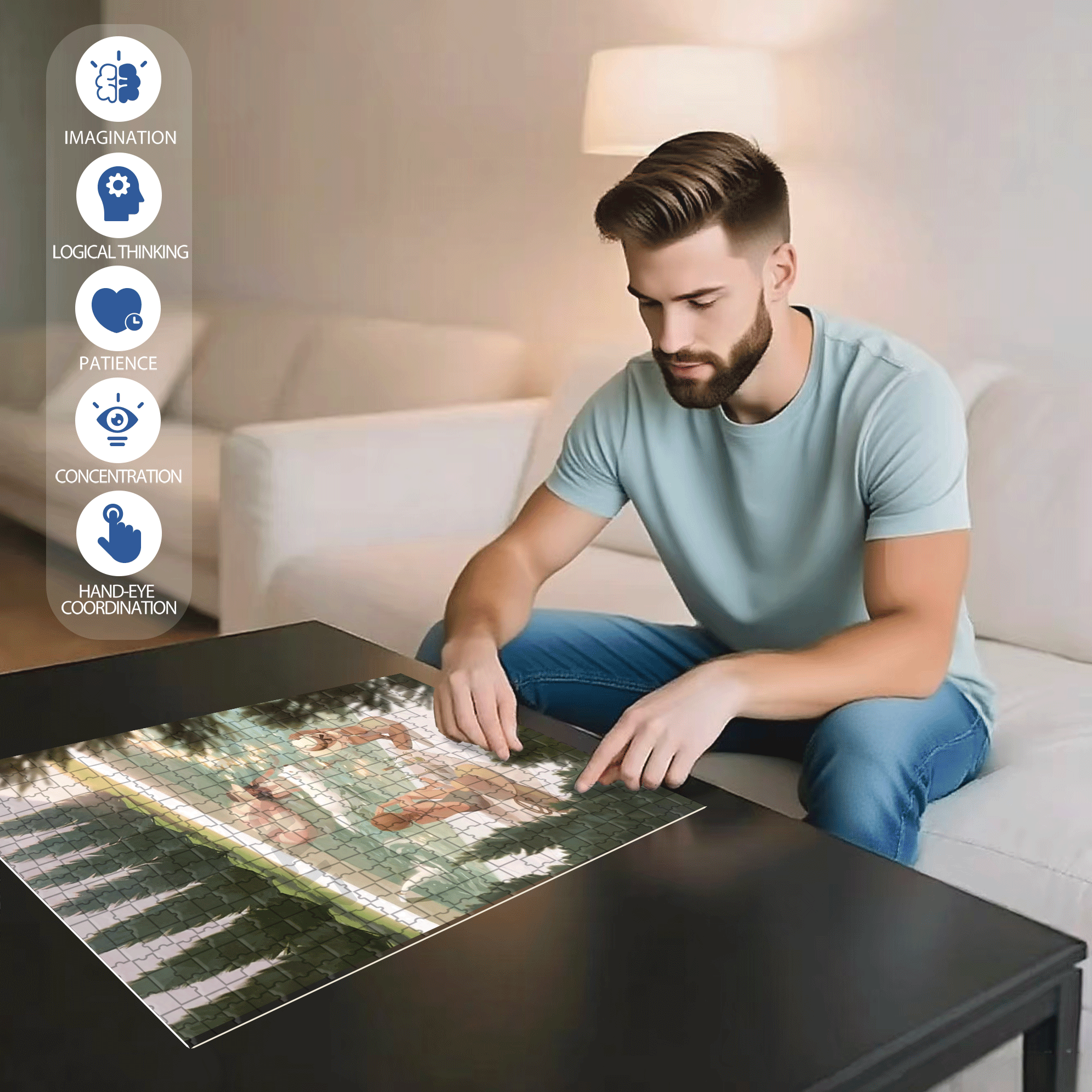 The Light In The Swimming Pool 500pcs/1000pcs Jigsaw Puzzle, Scratch-Resistant, Interactive Family Game & Brain-Boosting DIY Decor, Perfect for Halloween, Christmas & New Year Gifts, Family Puzzle Game