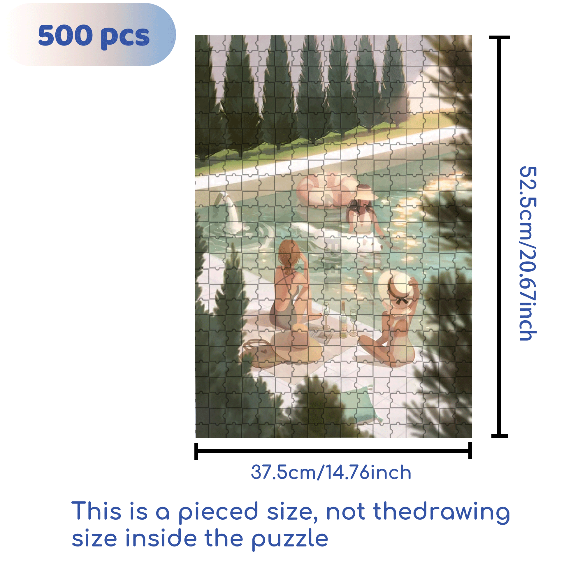 The Light In The Swimming Pool 500pcs/1000pcs Jigsaw Puzzle, Scratch-Resistant, Interactive Family Game & Brain-Boosting DIY Decor, Perfect for Halloween, Christmas & New Year Gifts, Family Puzzle Game