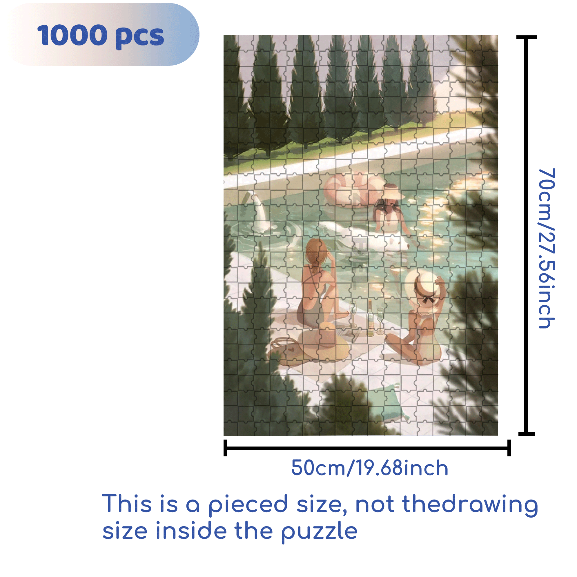The Light In The Swimming Pool 500pcs/1000pcs Jigsaw Puzzle, Scratch-Resistant, Interactive Family Game & Brain-Boosting DIY Decor, Perfect for Halloween, Christmas & New Year Gifts, Family Puzzle Game