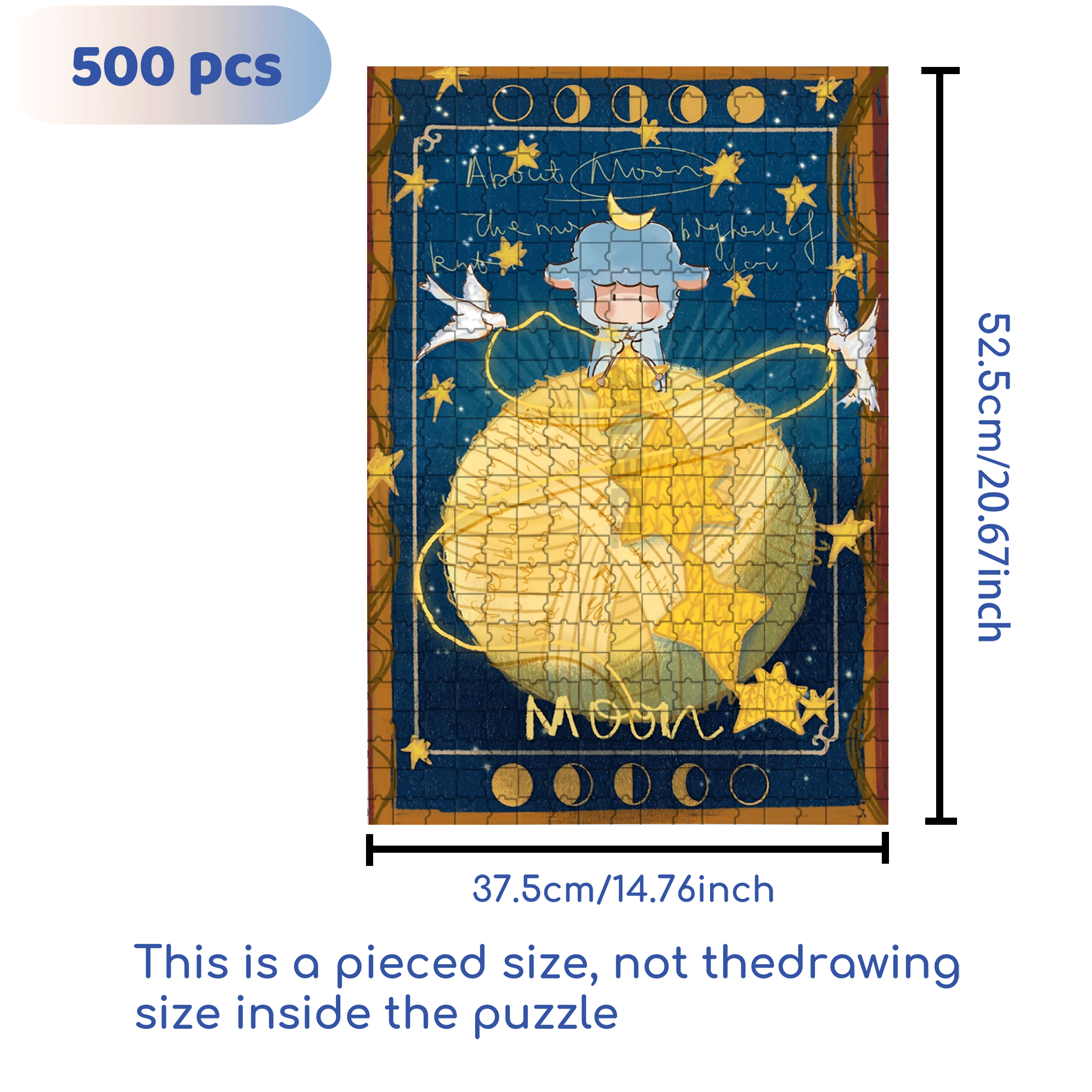 The Little Lamb And The Moon 500pcs/1000pcs Jigsaw Puzzle, Scratch-Resistant, Interactive Family Game & Brain-Boosting DIY Decor, Perfect for Halloween, Christmas & New Year Gifts, Family Puzzle Game