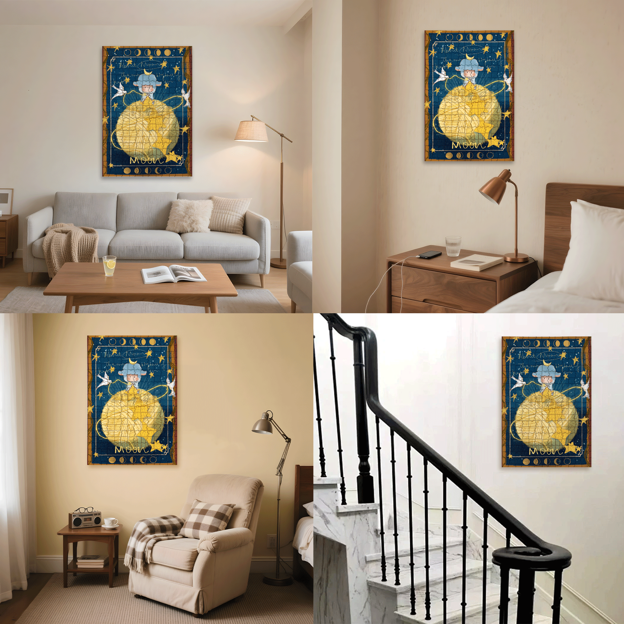 The Little Lamb And The Moon 500pcs/1000pcs Jigsaw Puzzle, Scratch-Resistant, Interactive Family Game & Brain-Boosting DIY Decor, Perfect for Halloween, Christmas & New Year Gifts, Family Puzzle Game