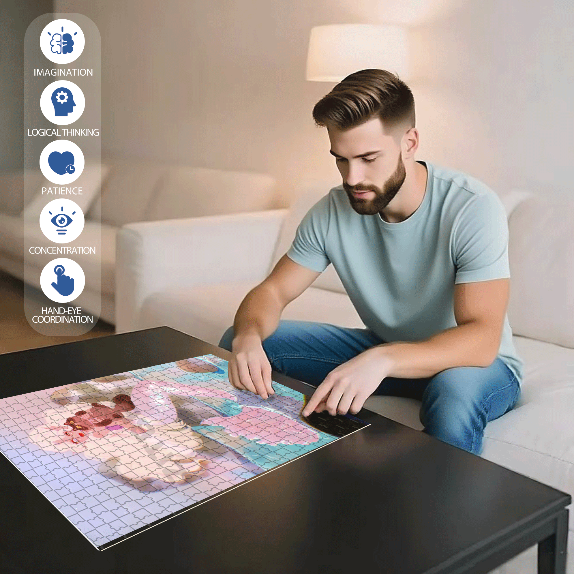 The Little Mermaid & Cat 500pcs/1000pcs Jigsaw Puzzle, Scratch-Resistant, Interactive Family Game & Brain-Boosting DIY Decor, Perfect for Halloween, Christmas & New Year Gifts, Family Puzzle Game