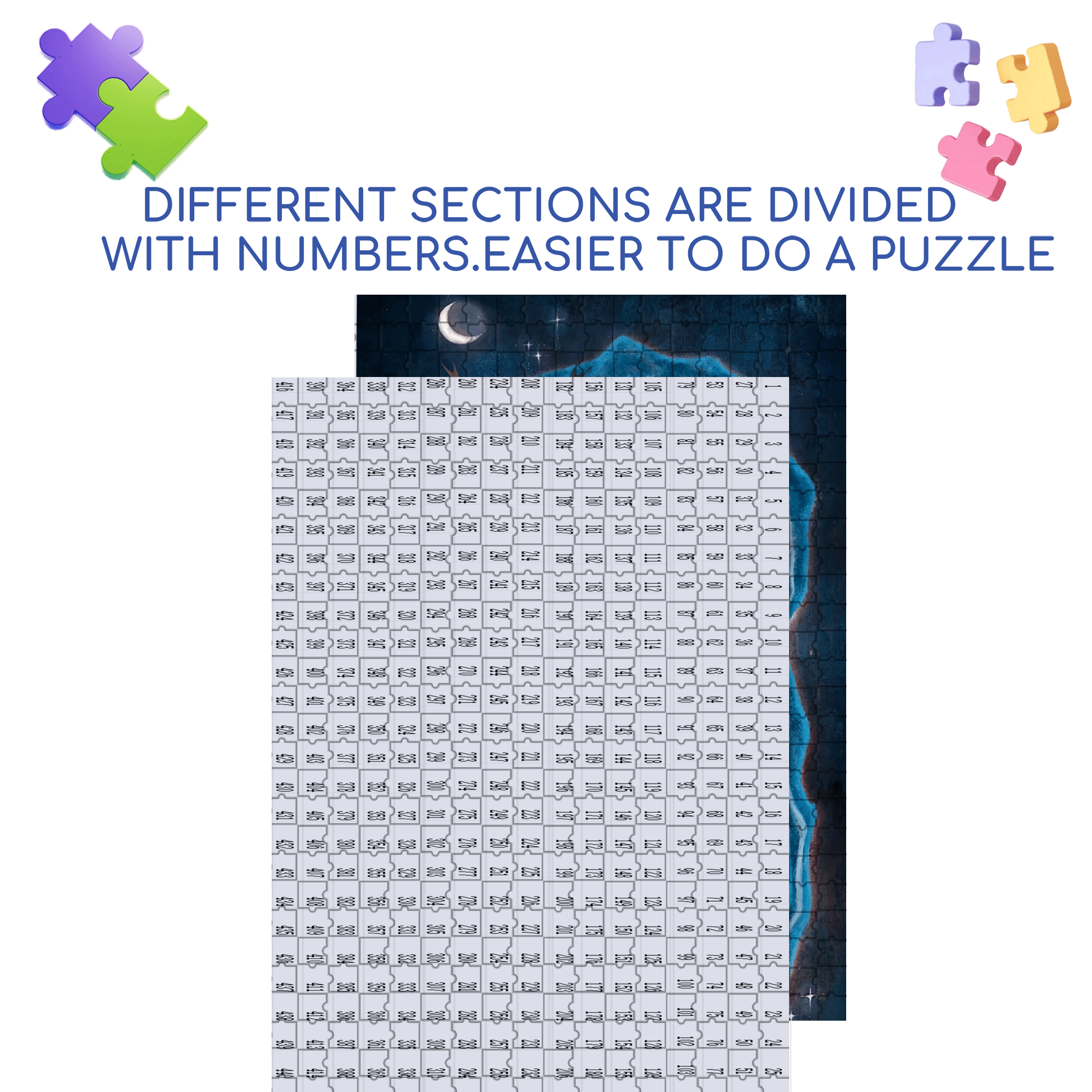 The Moon And The Starry Night 500pcs/1000pcs Jigsaw Puzzle, Scratch-Resistant, Interactive Family Game & Brain-Boosting DIY Decor, Perfect for Halloween, Christmas & New Year Gifts, Family Puzzle Game