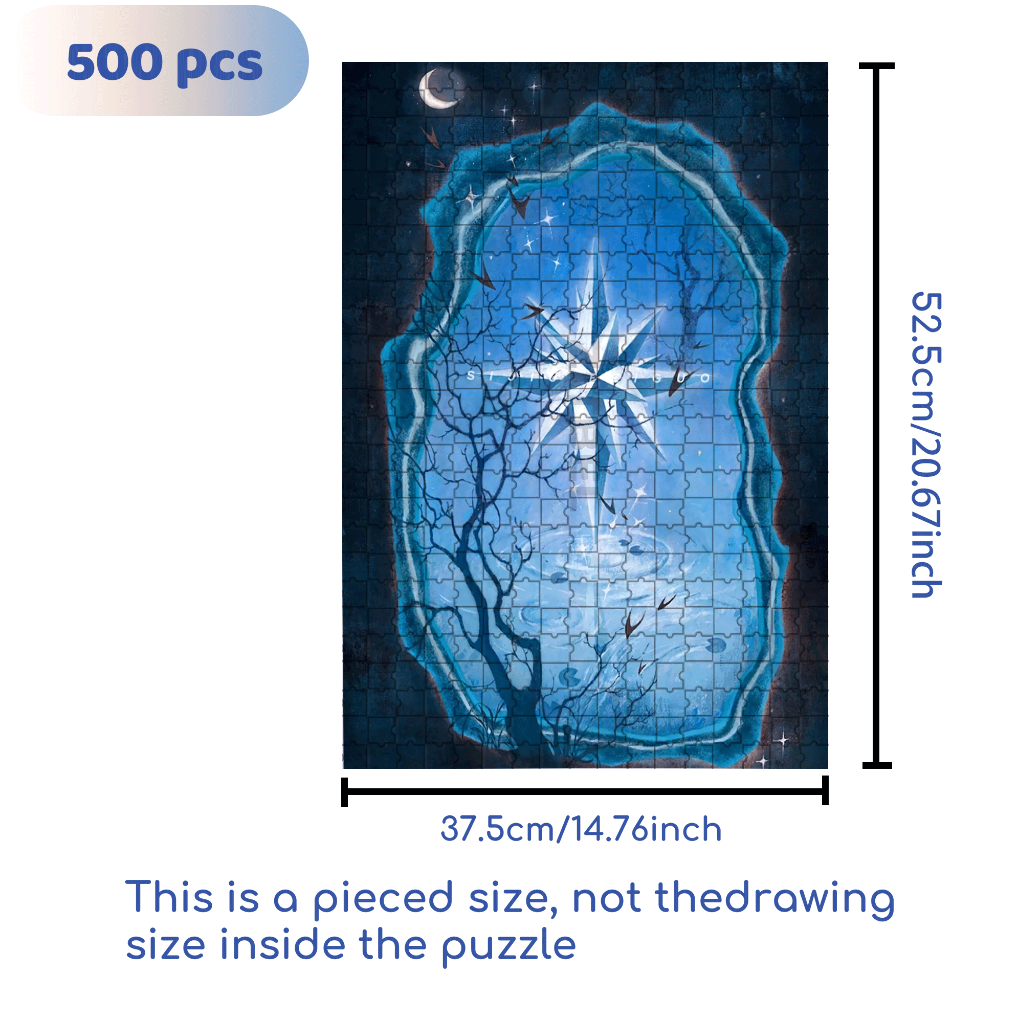 The Moon And The Starry Night 500pcs/1000pcs Jigsaw Puzzle, Scratch-Resistant, Interactive Family Game & Brain-Boosting DIY Decor, Perfect for Halloween, Christmas & New Year Gifts, Family Puzzle Game