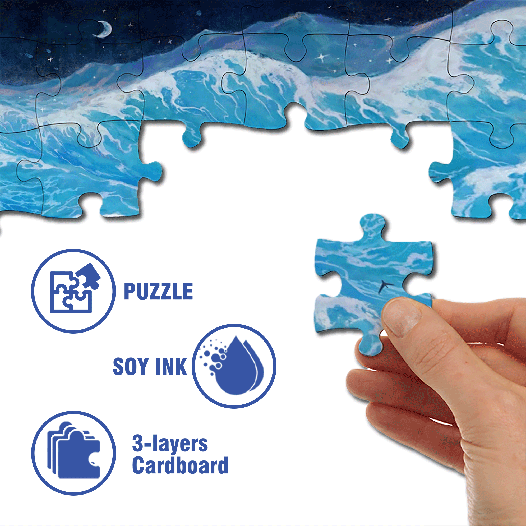 The Moon In The Night Sea 500pcs/1000pcs Jigsaw Puzzle, Scratch-Resistant, Interactive Family Game & Brain-Boosting DIY Decor, Perfect for Halloween, Christmas & New Year Gifts, Family Puzzle Game