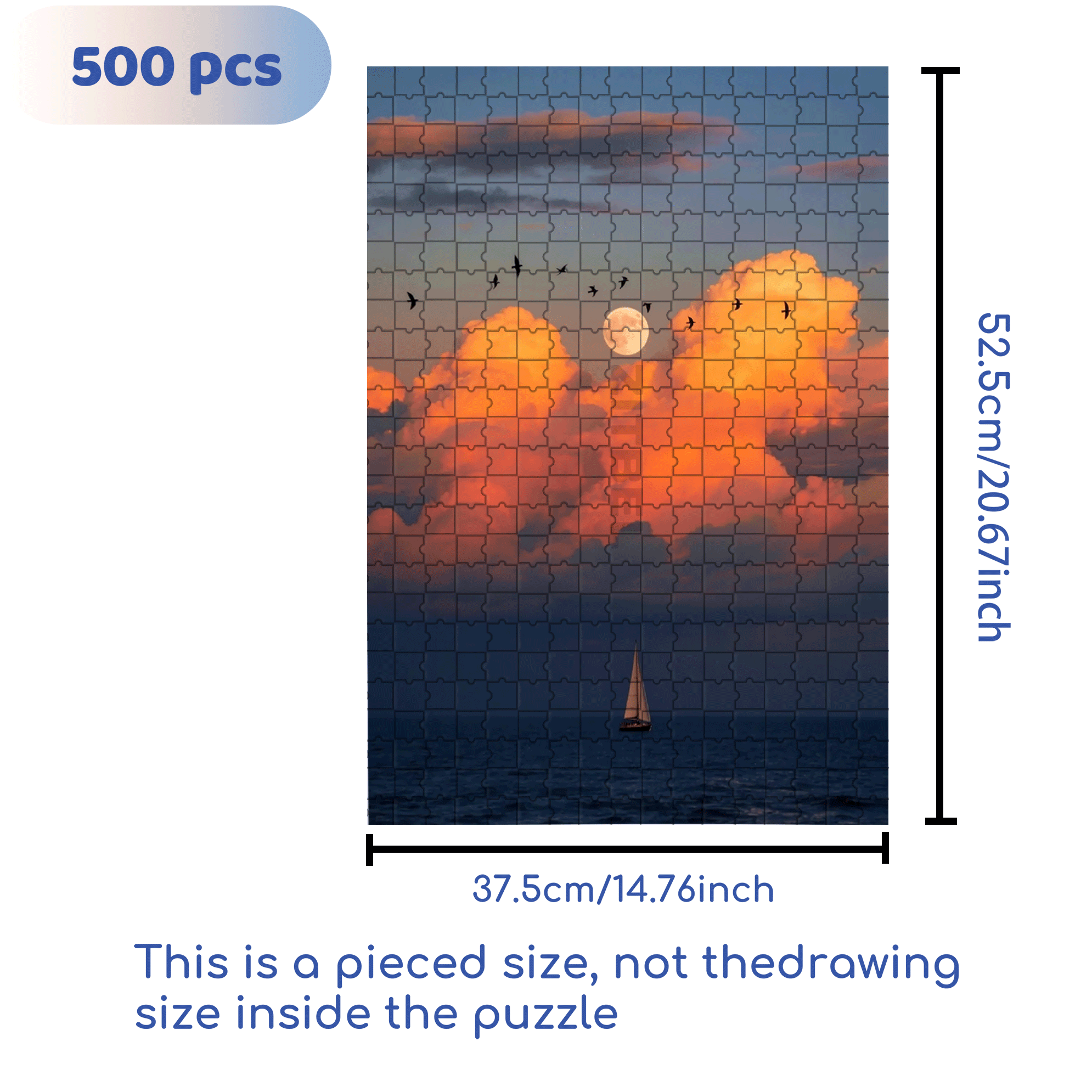 The Moon Is Bright And The Wind Is Clear 500pcs/1000pcs Jigsaw Puzzle, Scratch-Resistant, Interactive Family Game & Brain-Boosting DIY Decor, Perfect for Halloween, Christmas & New Year Gifts, Family Puzzle Game