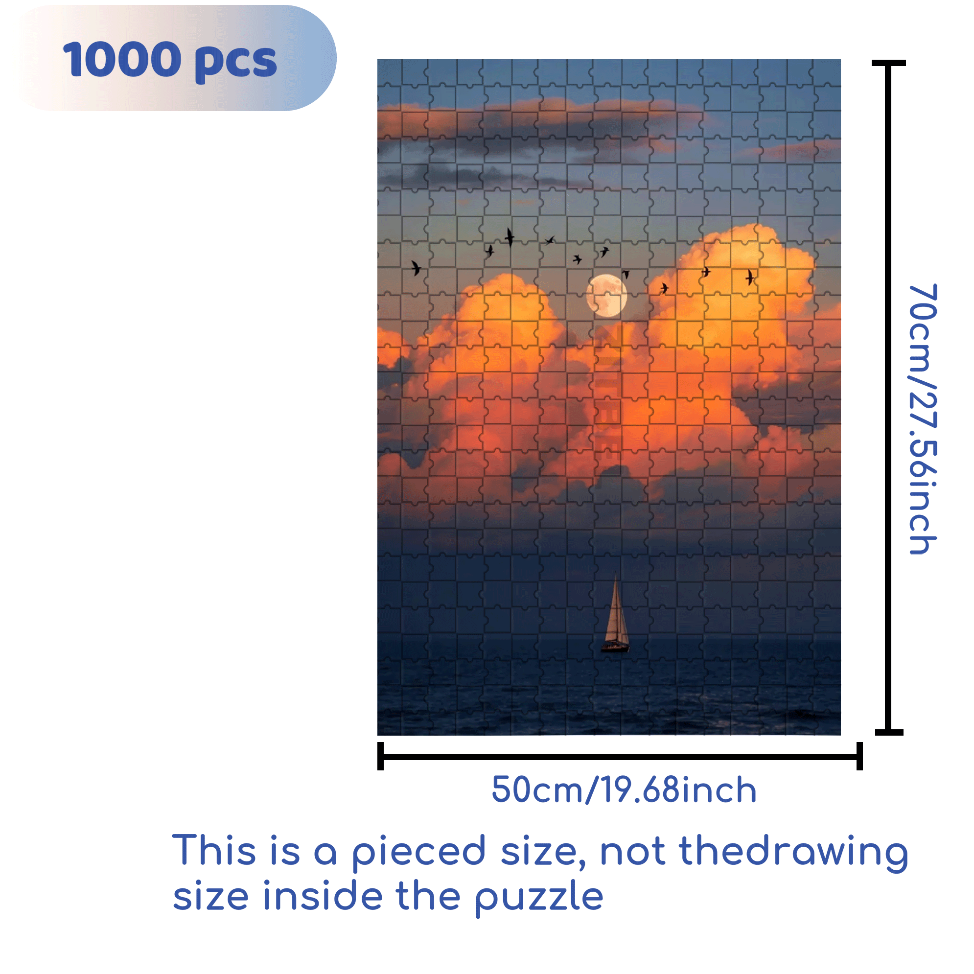The Moon Is Bright And The Wind Is Clear 500pcs/1000pcs Jigsaw Puzzle, Scratch-Resistant, Interactive Family Game & Brain-Boosting DIY Decor, Perfect for Halloween, Christmas & New Year Gifts, Family Puzzle Game